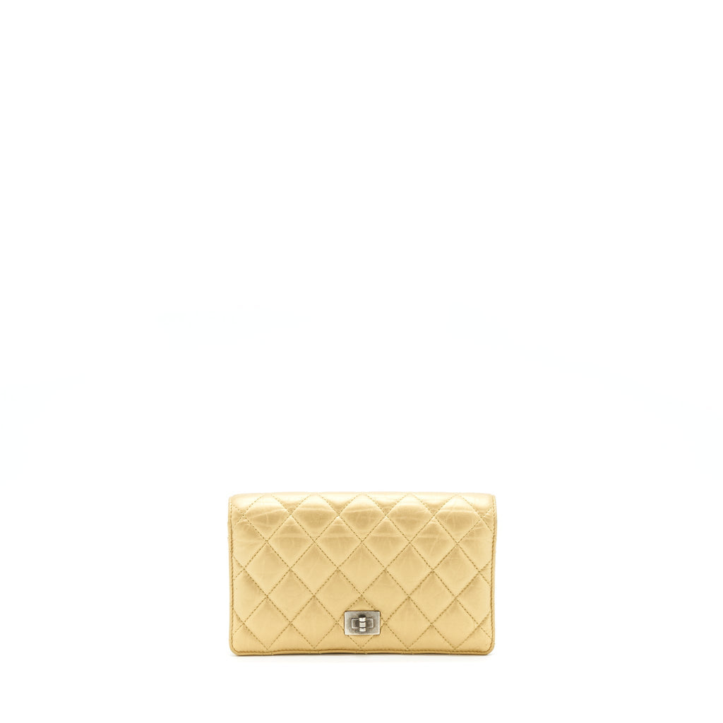 CHANEL QUILTED 2.55 WALLET CALFSKIN GOLD RUTHENIUM SLIVER HARDWARE
