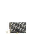 DIOR SADDLE POUCH WITH CHAIN BLUE DIOR OBLIQUE JACQUARD GHW