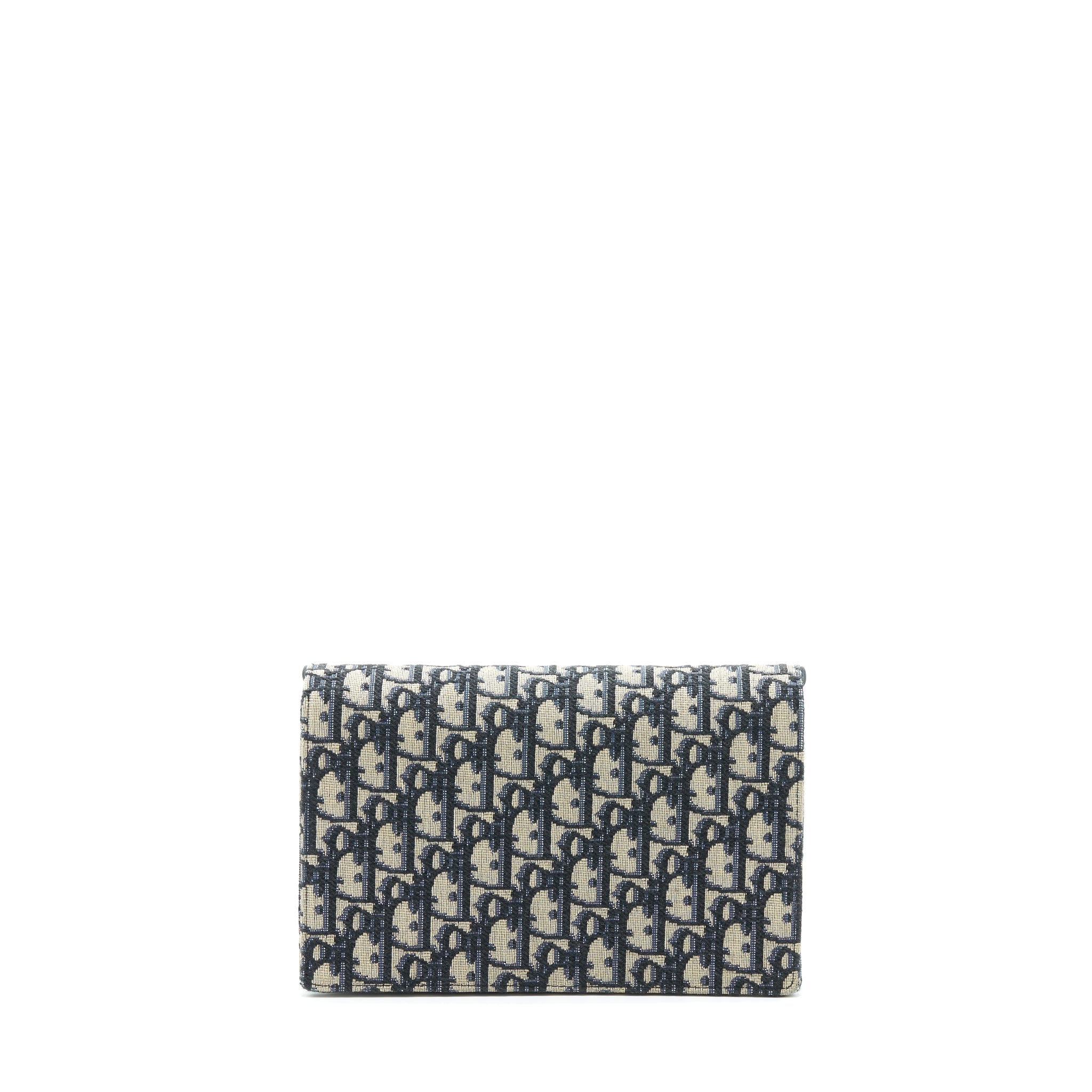 DIOR SADDLE POUCH WITH CHAIN BLUE DIOR OBLIQUE JACQUARD GHW
