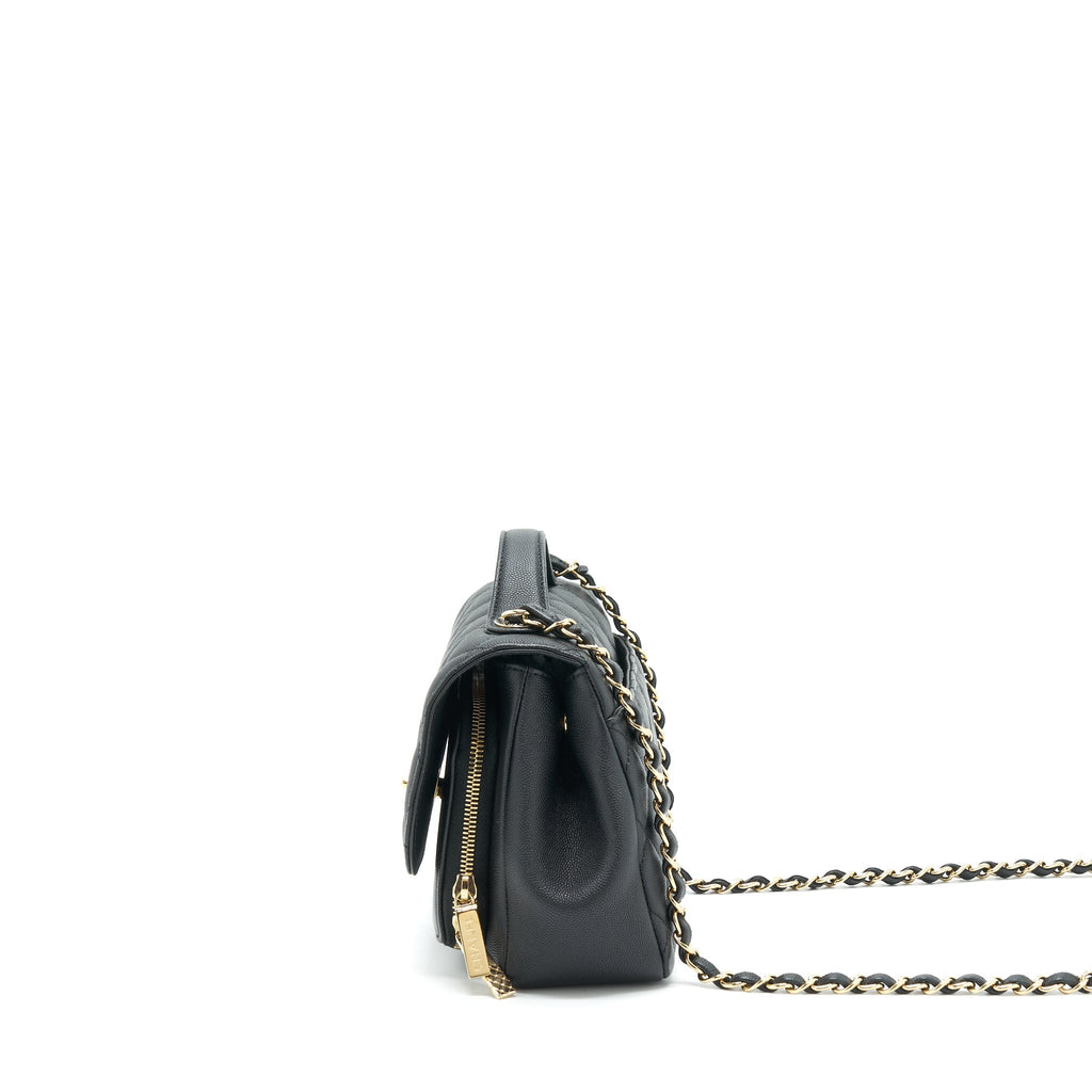 CHANEL MEDIUM BUSINESS AFFINITY CAVIAR BLACK LGHW