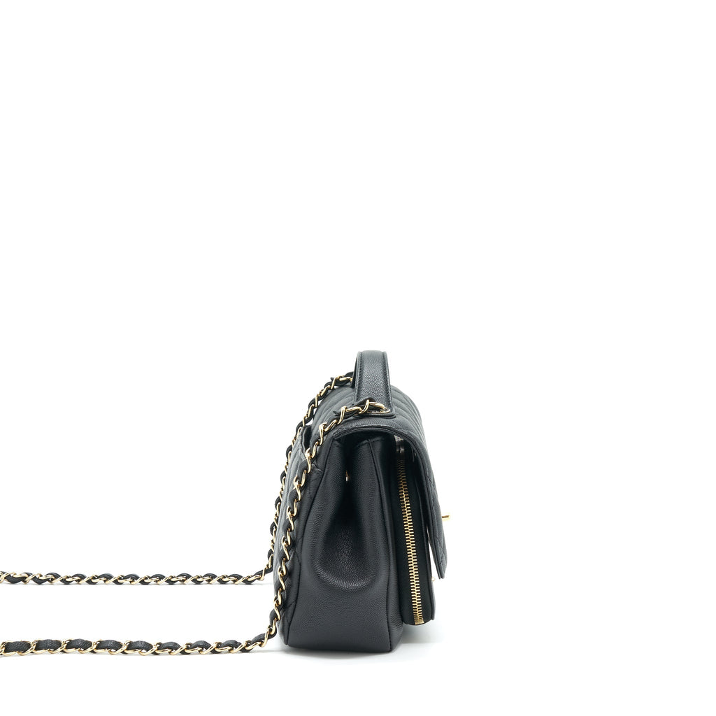 CHANEL MEDIUM BUSINESS AFFINITY CAVIAR BLACK LGHW