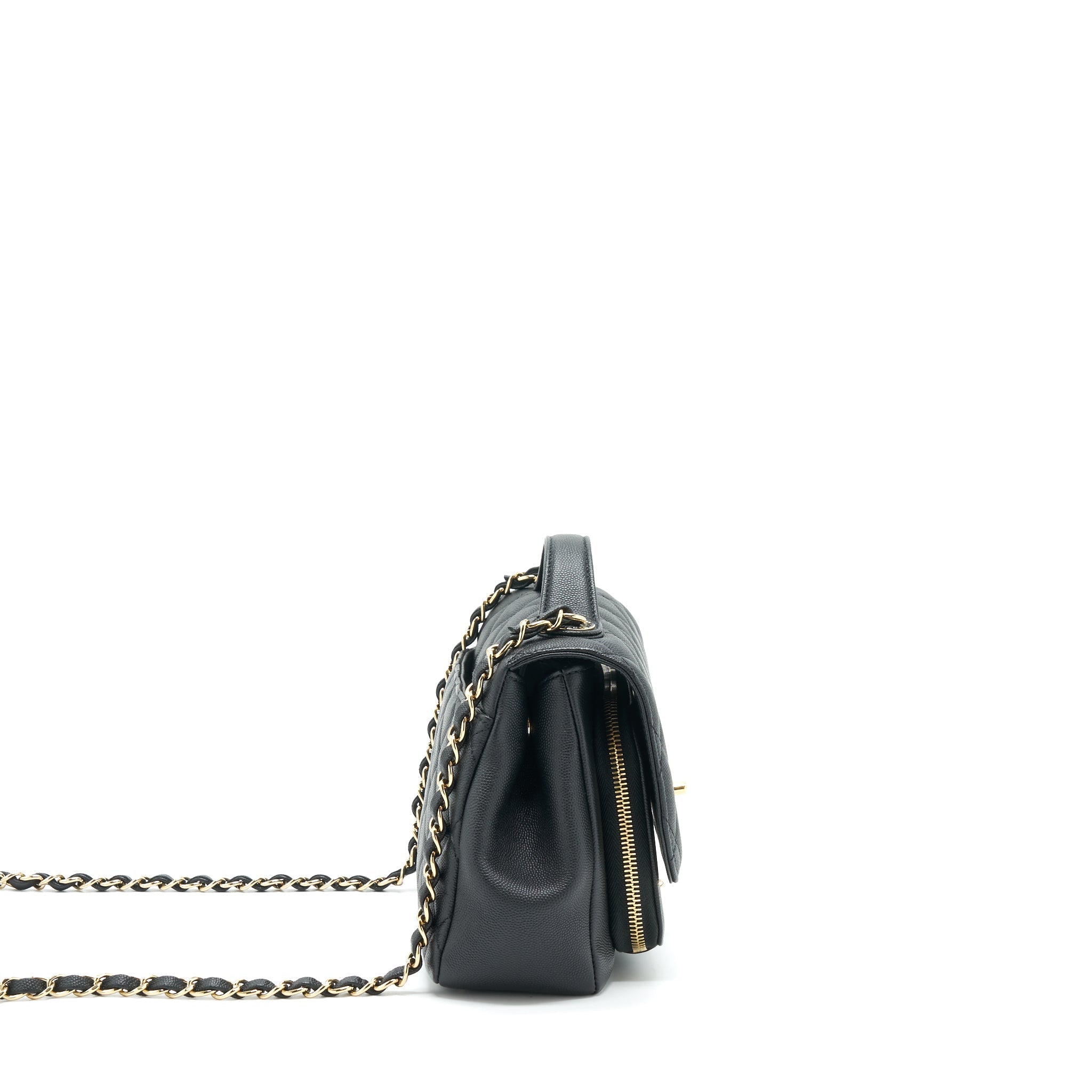 CHANEL MEDIUM BUSINESS AFFINITY CAVIAR BLACK LGHW