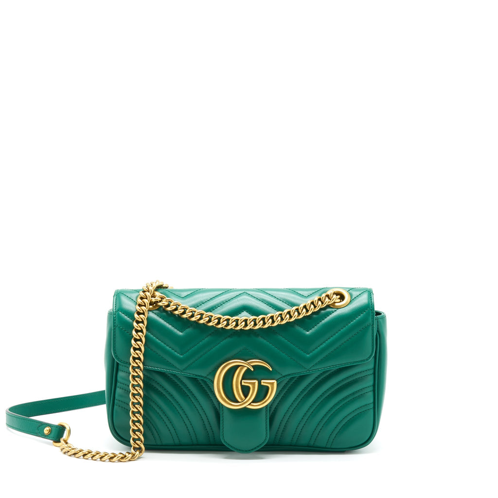 GUCCI SMALL MARMONT BAG GREEN GHW