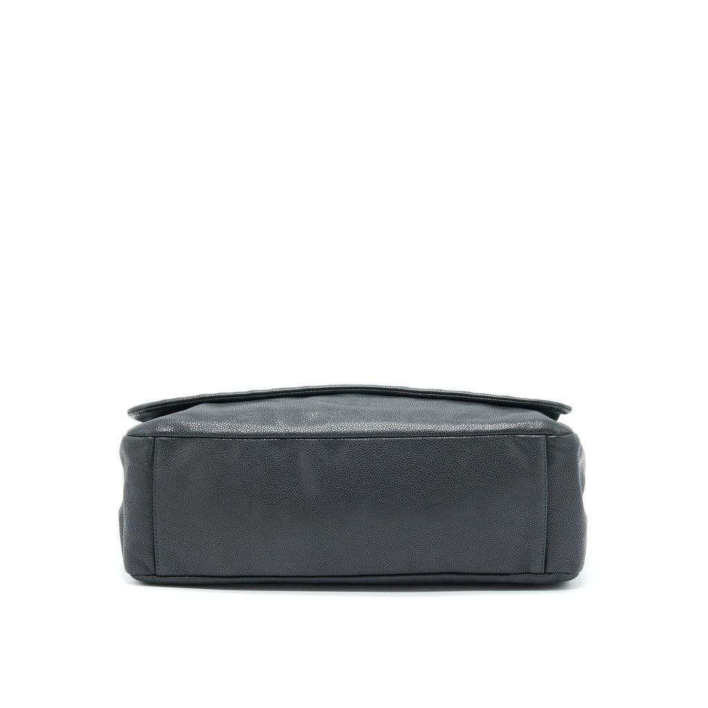 CHANEL VINTAGE SHOULDER BAG CAVIAR BLACK RUTHENIUM HARDWARE