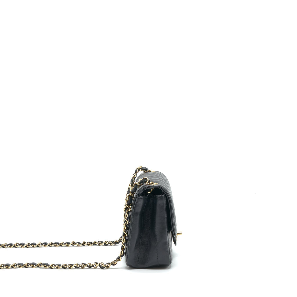 CHANEL MINI SQUARE CHEVRON FLAP BAG BLACK LGHW