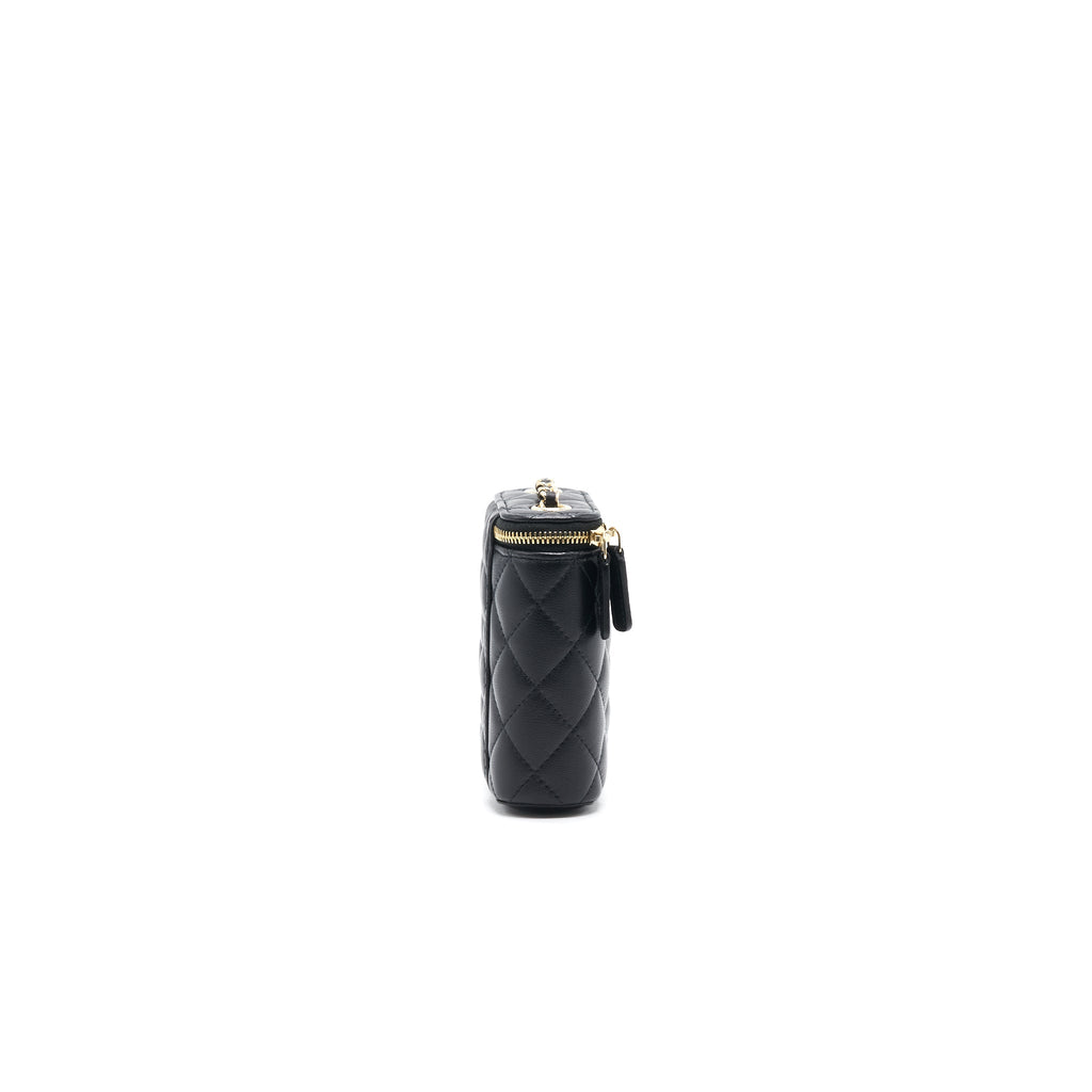 CHANEL 21C LONG VANITY WITH CHAIN LAMBSKIN BLACK WITH LGHW