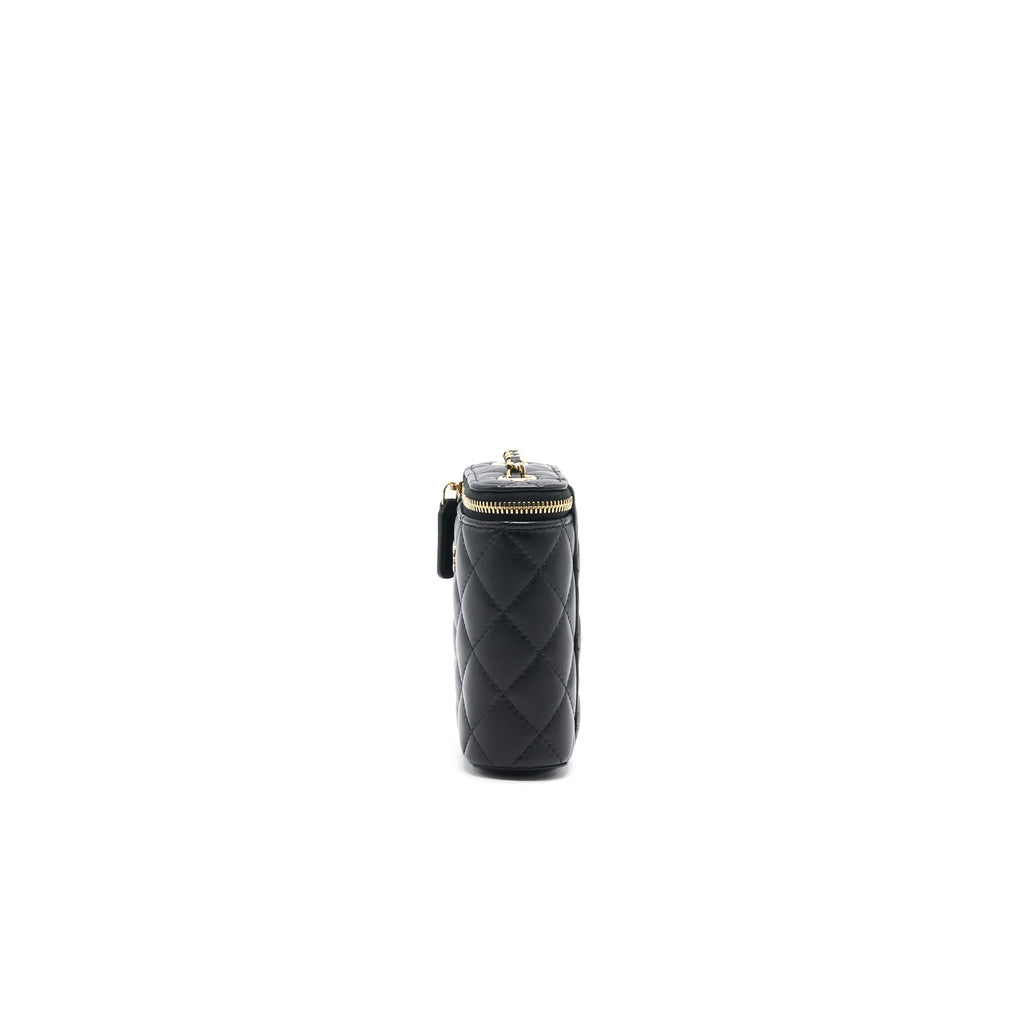 CHANEL 21C LONG VANITY WITH CHAIN LAMBSKIN BLACK WITH LGHW