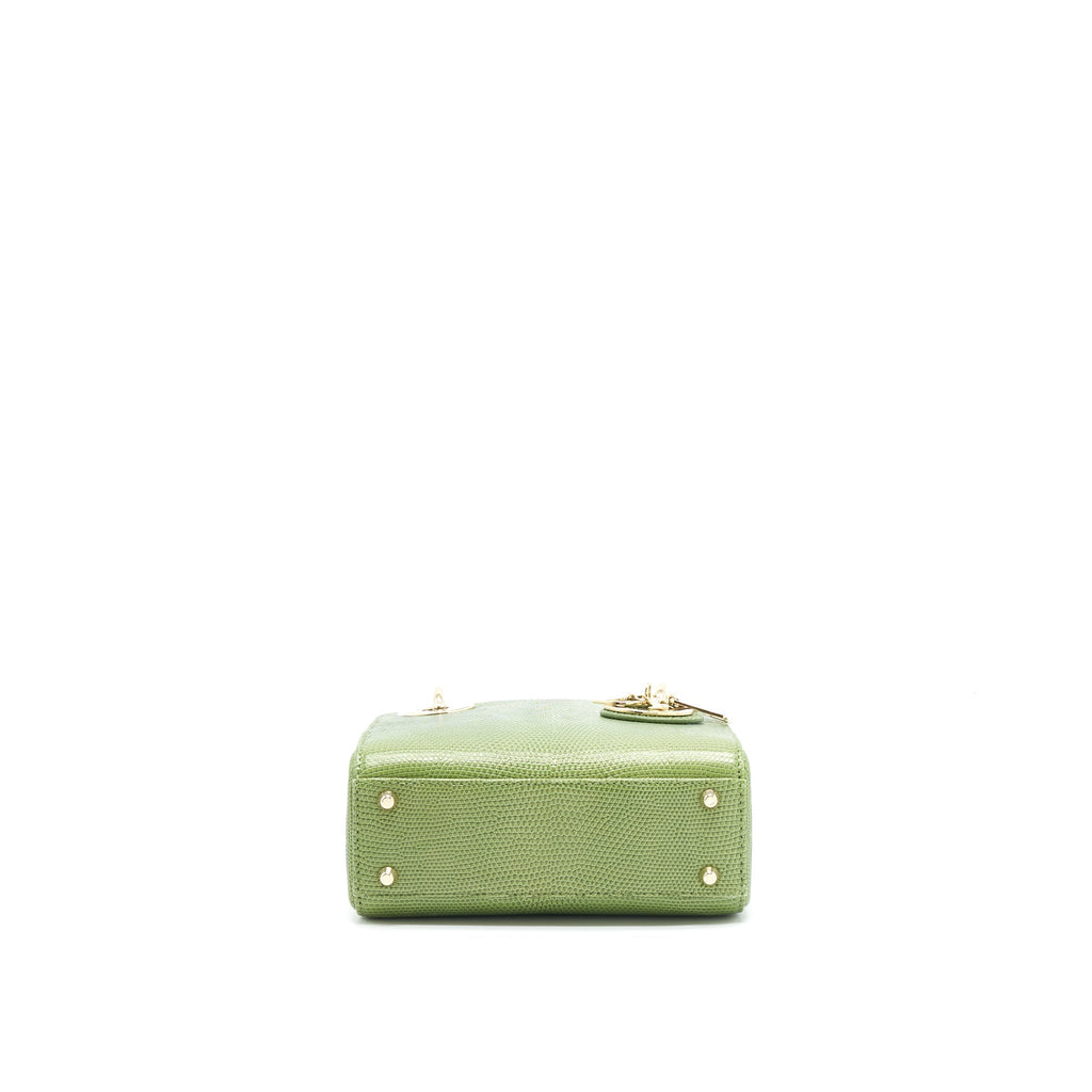 DIOR MINI LADY DIOR LIZARD LIGHT GREEN SHW
