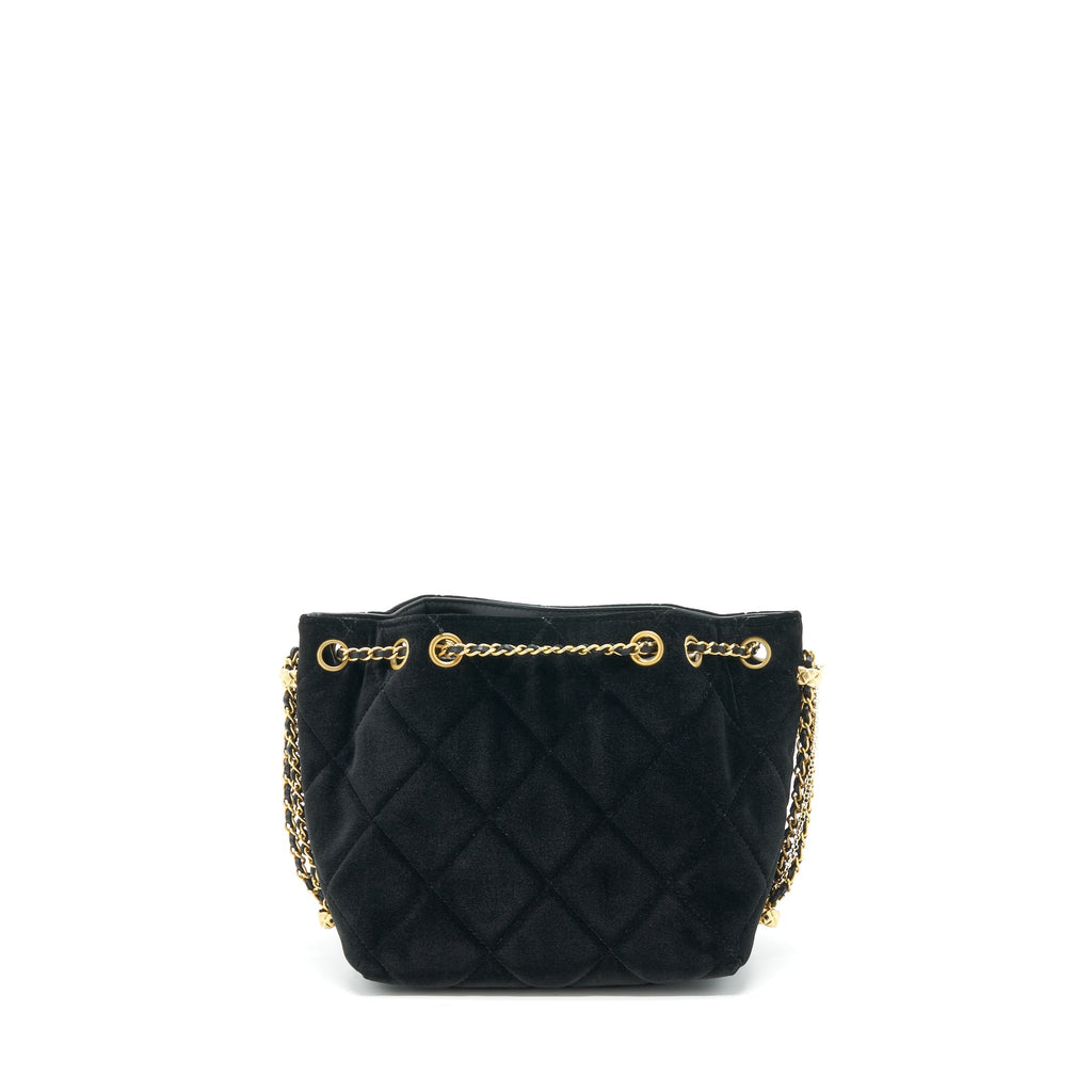 CHANEL BUCKET BAG VELVET BLACK GHW
