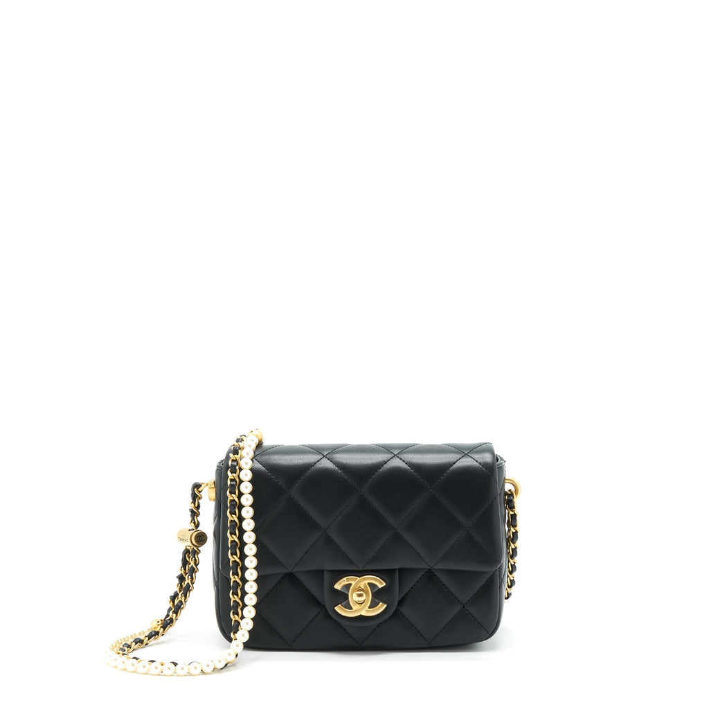 CHANEL MY PERFECT MINI FLAP BAG LAMBSKIN BLACK GHW (MICROCHIP)
