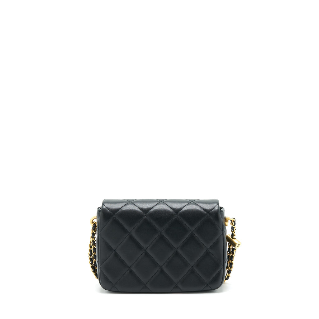 CHANEL MY PERFECT MINI FLAP BAG LAMBSKIN BLACK GHW (MICROCHIP)