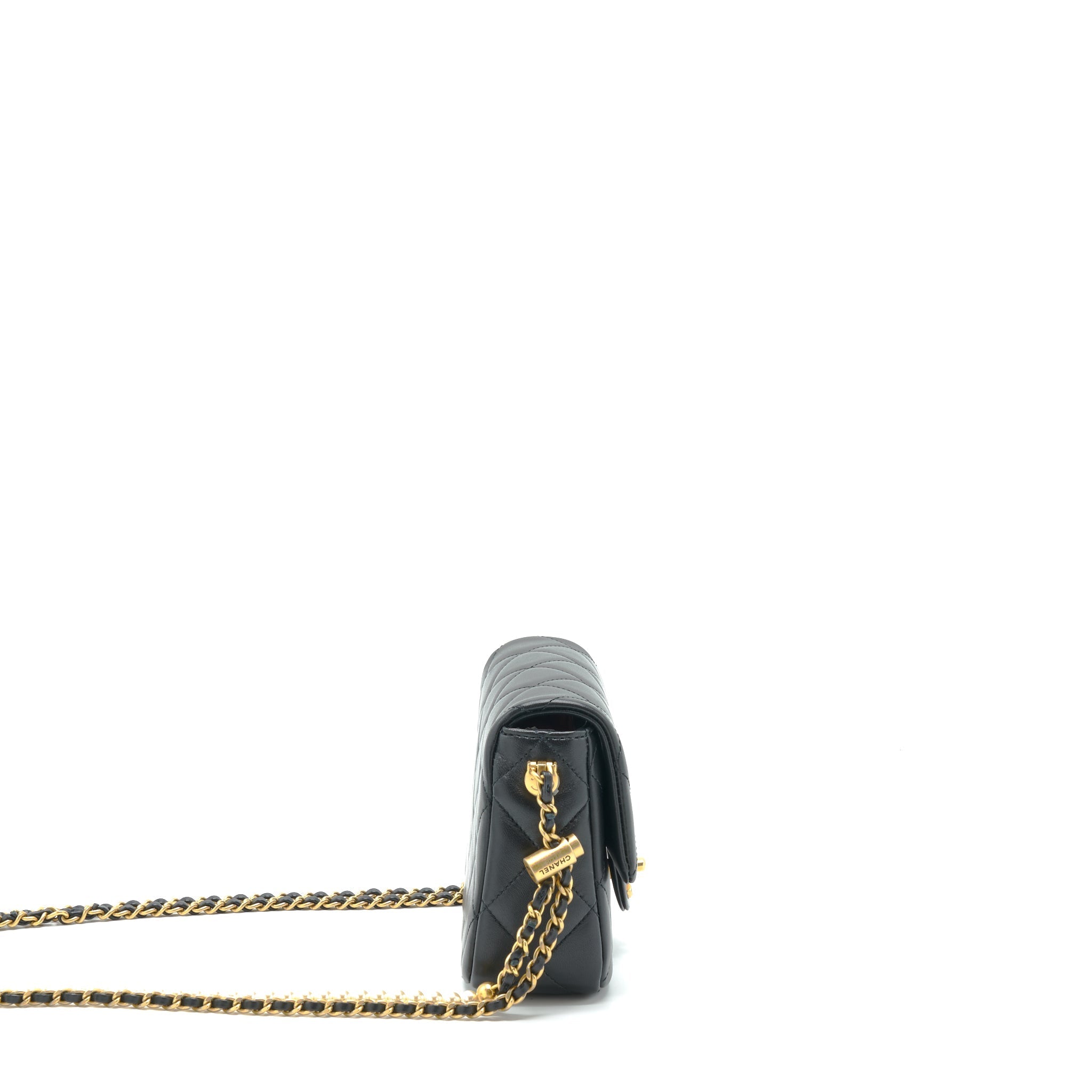 CHANEL MY PERFECT MINI FLAP BAG LAMBSKIN BLACK GHW (MICROCHIP)