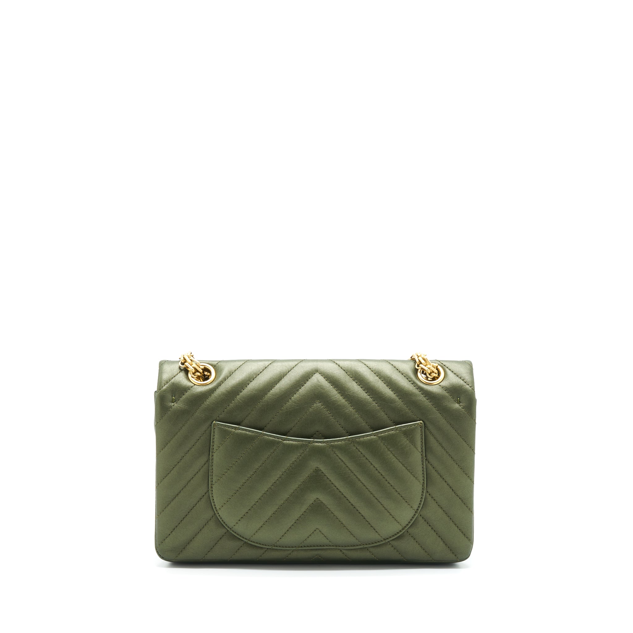 CHANEL SMALL 2.55 REISSUE FLAP BAG CALFSKIN DARK GREEN BRUSHED GOLD HARDWARE