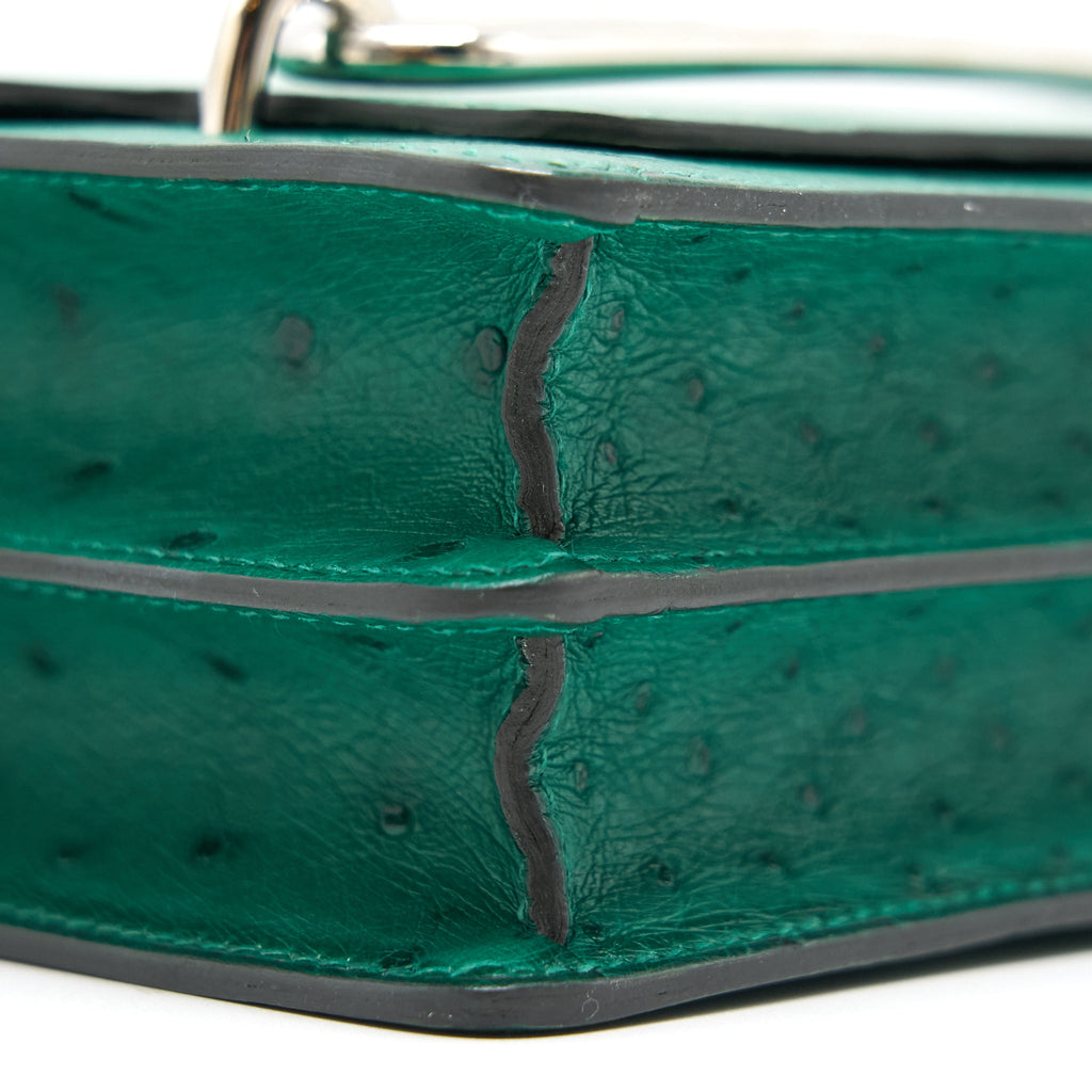 HERMES OSTRICH MINI ROULIS GREEN SHW