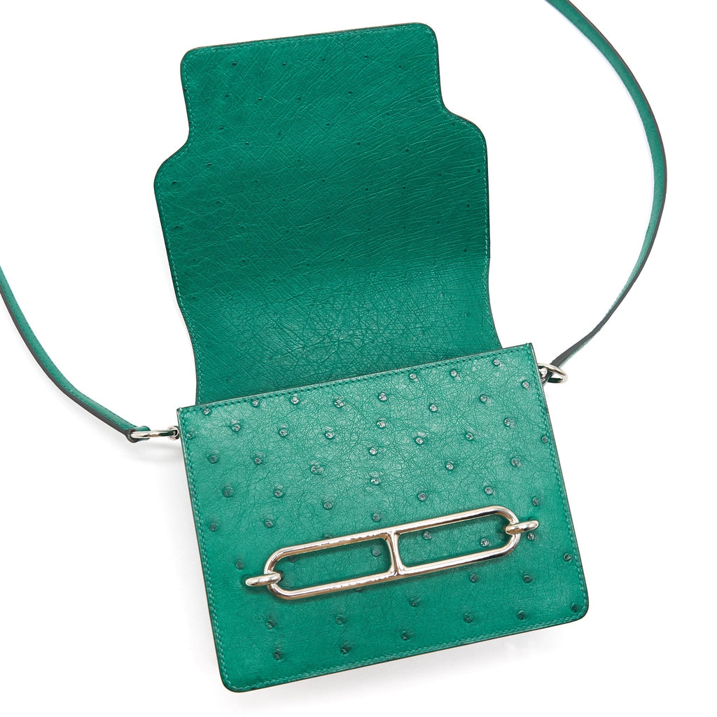 HERMES OSTRICH MINI ROULIS GREEN SHW