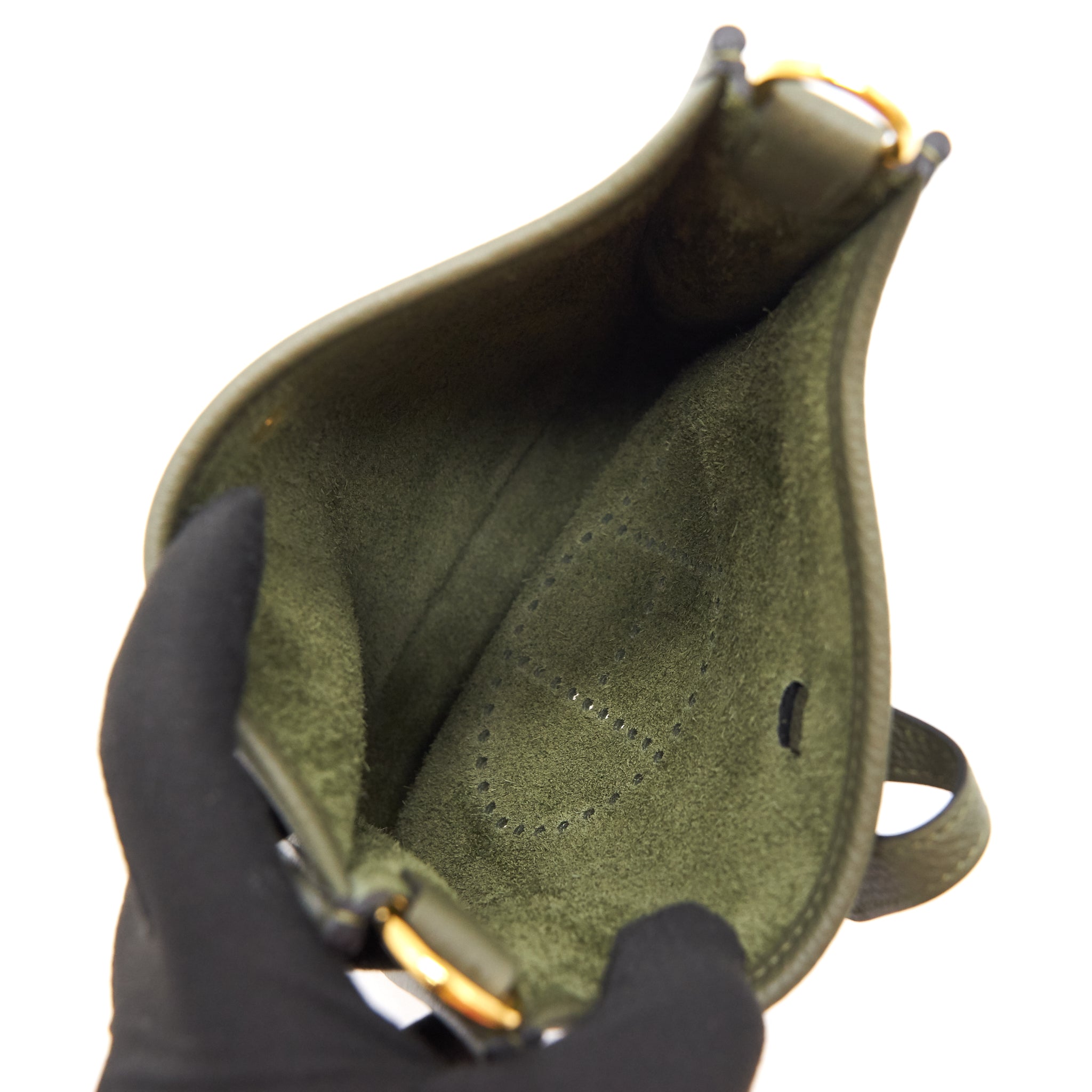 HERMES MINI EVELYNE VERT OLIVE GHW