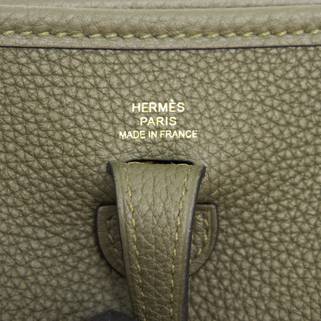 HERMES MINI EVELYNE VERT OLIVE GHW