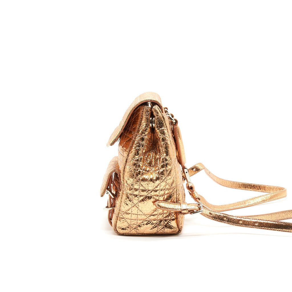DIOR MINI BACKPACK LAMBSKIN METALLIC CHAMPAGNE