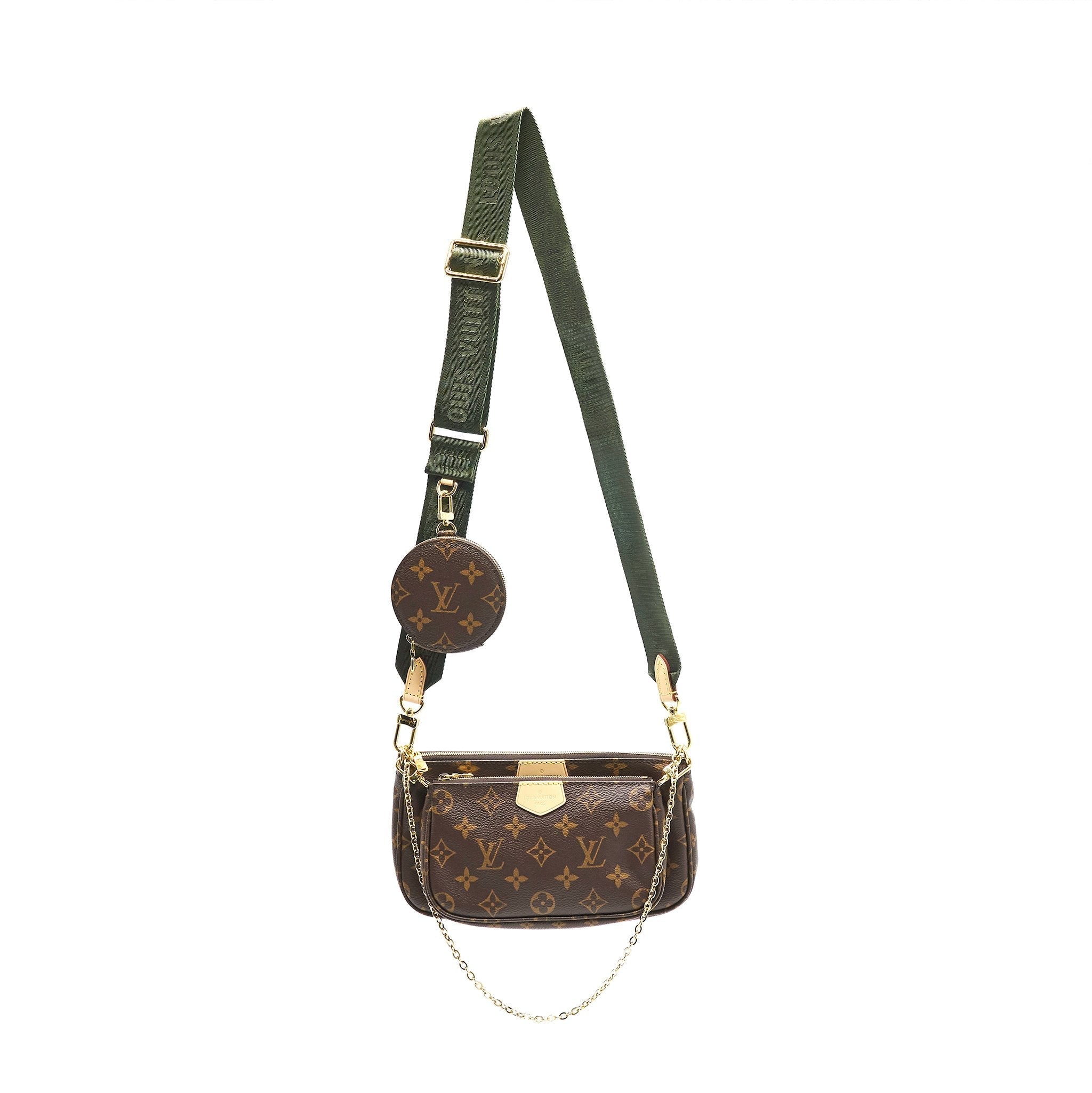 LOUIS VUITTON MULTI POCHETTE ACCESSORIES MONOGRAM KHAKI STRAP