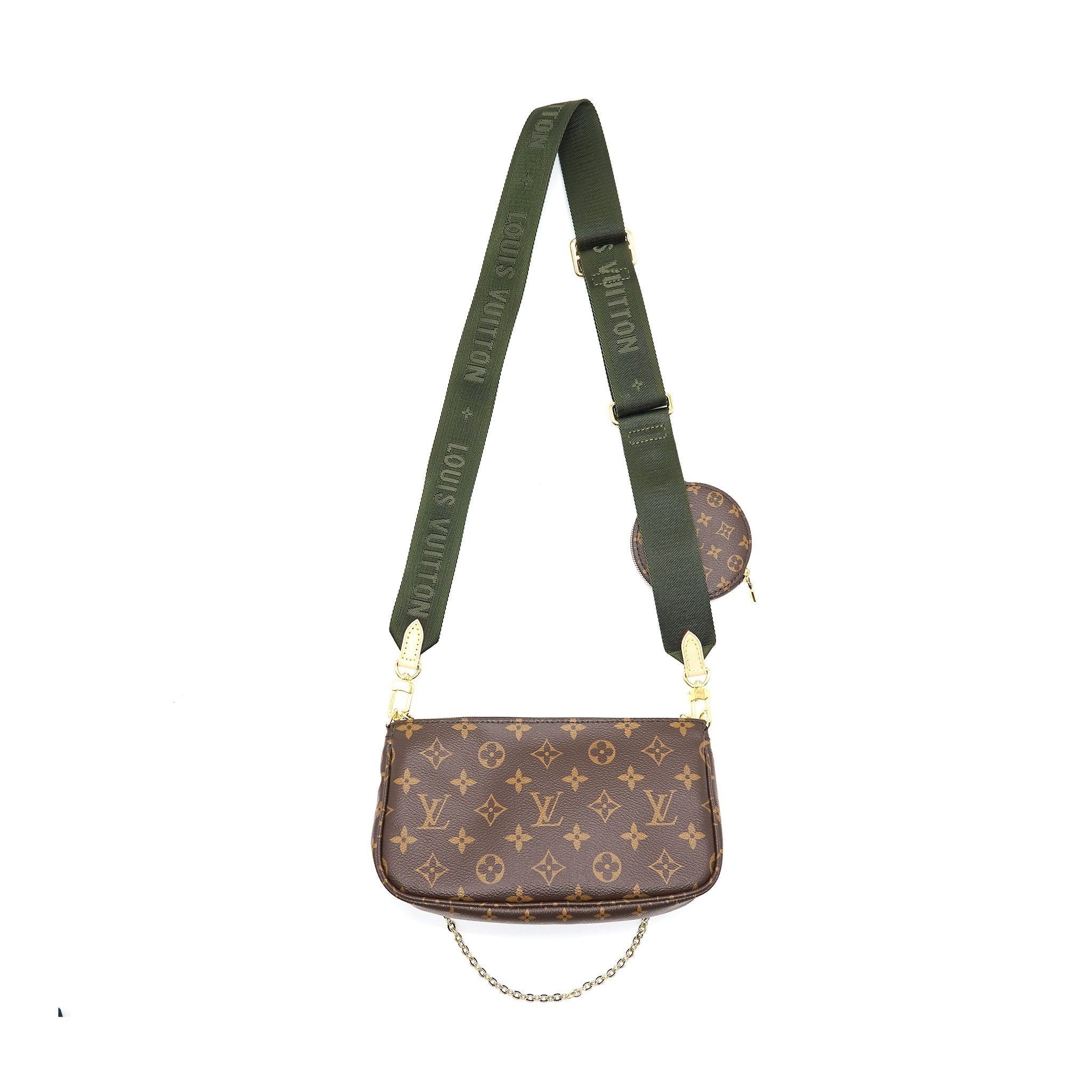 LOUIS VUITTON MULTI POCHETTE ACCESSORIES MONOGRAM KHAKI STRAP