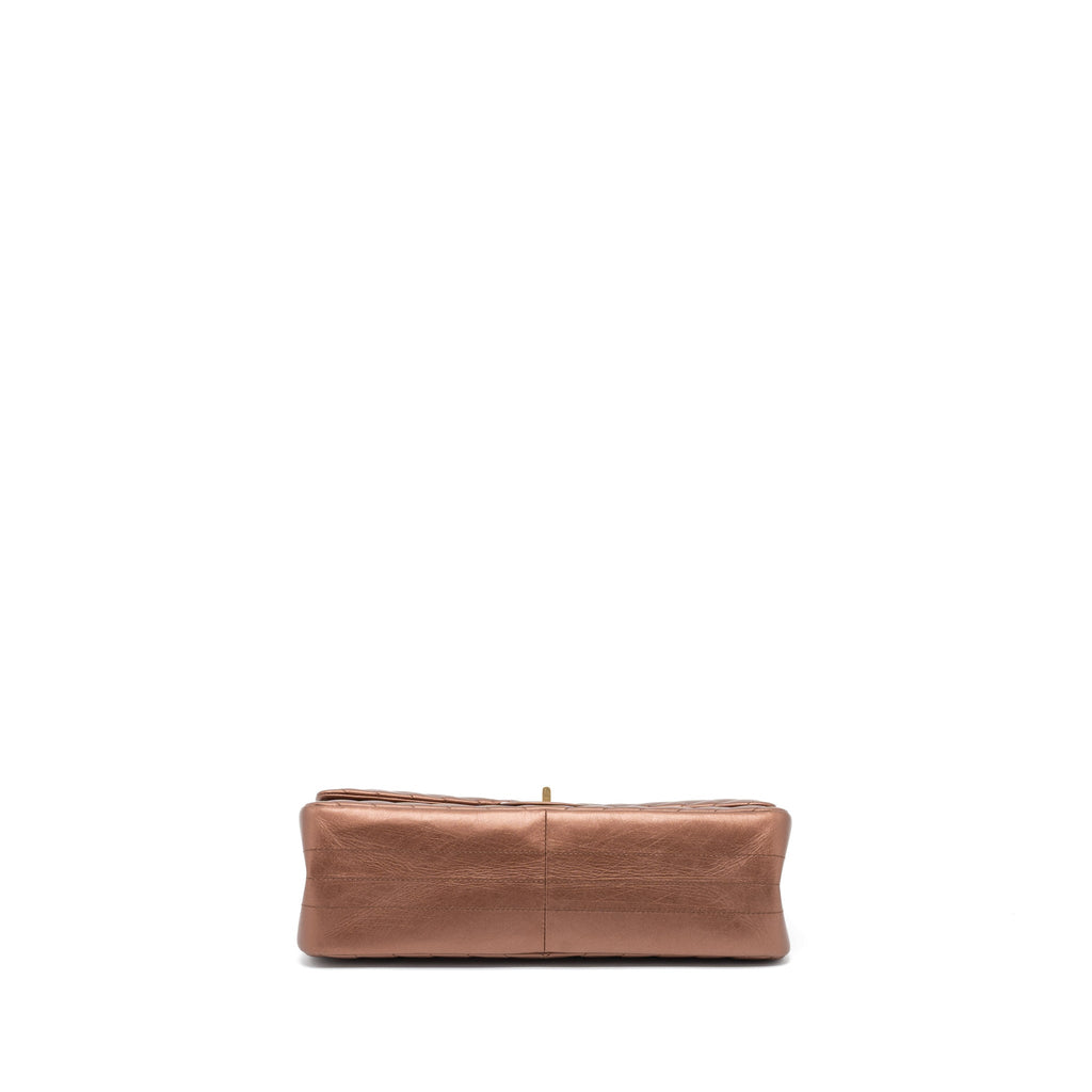 CHANEL 2.55 226 REISSUE FLAP BAG CHEVRON AGED CALFSKIN BRONZE BRUSHED GHW