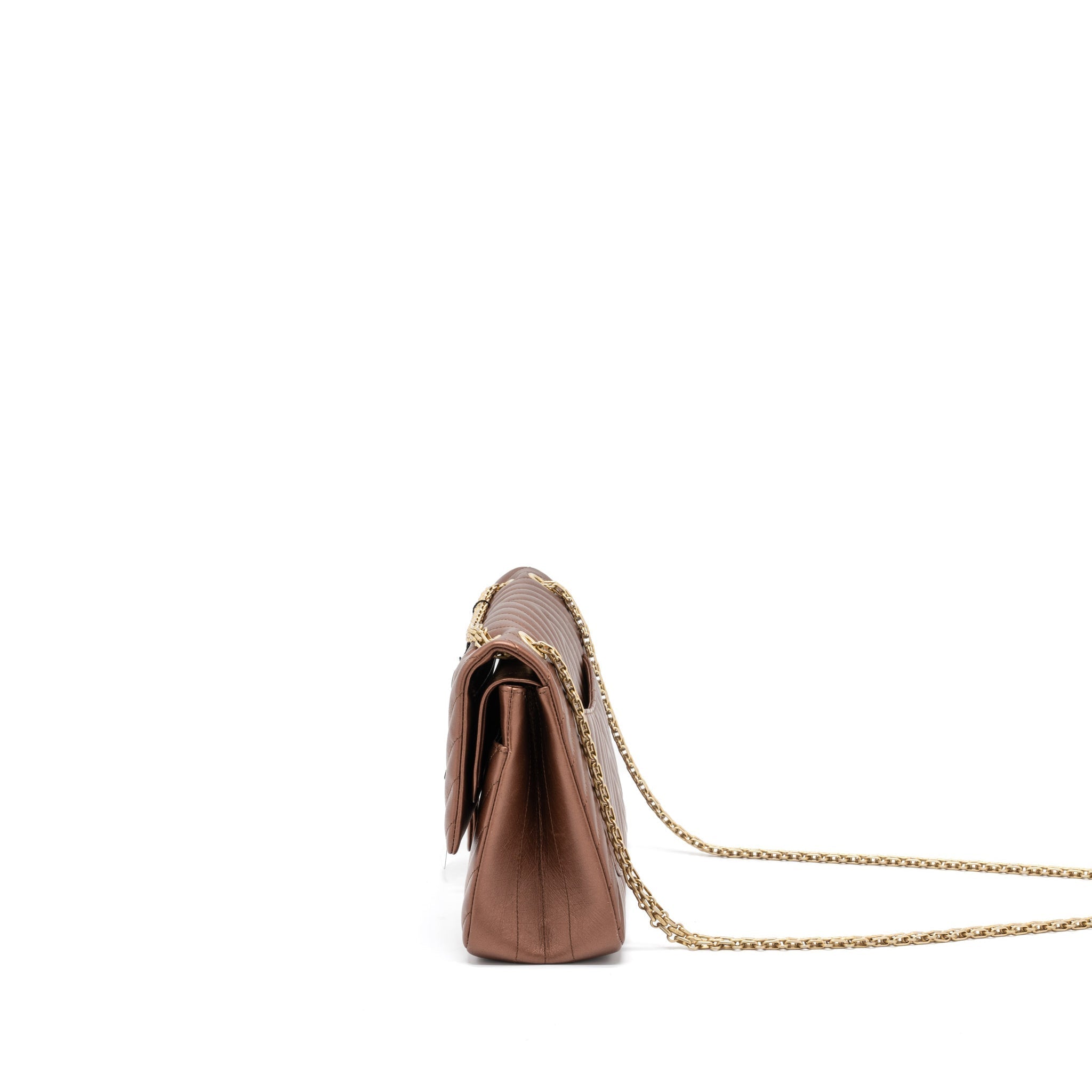 CHANEL 2.55 226 REISSUE FLAP BAG CHEVRON AGED CALFSKIN BRONZE BRUSHED GHW