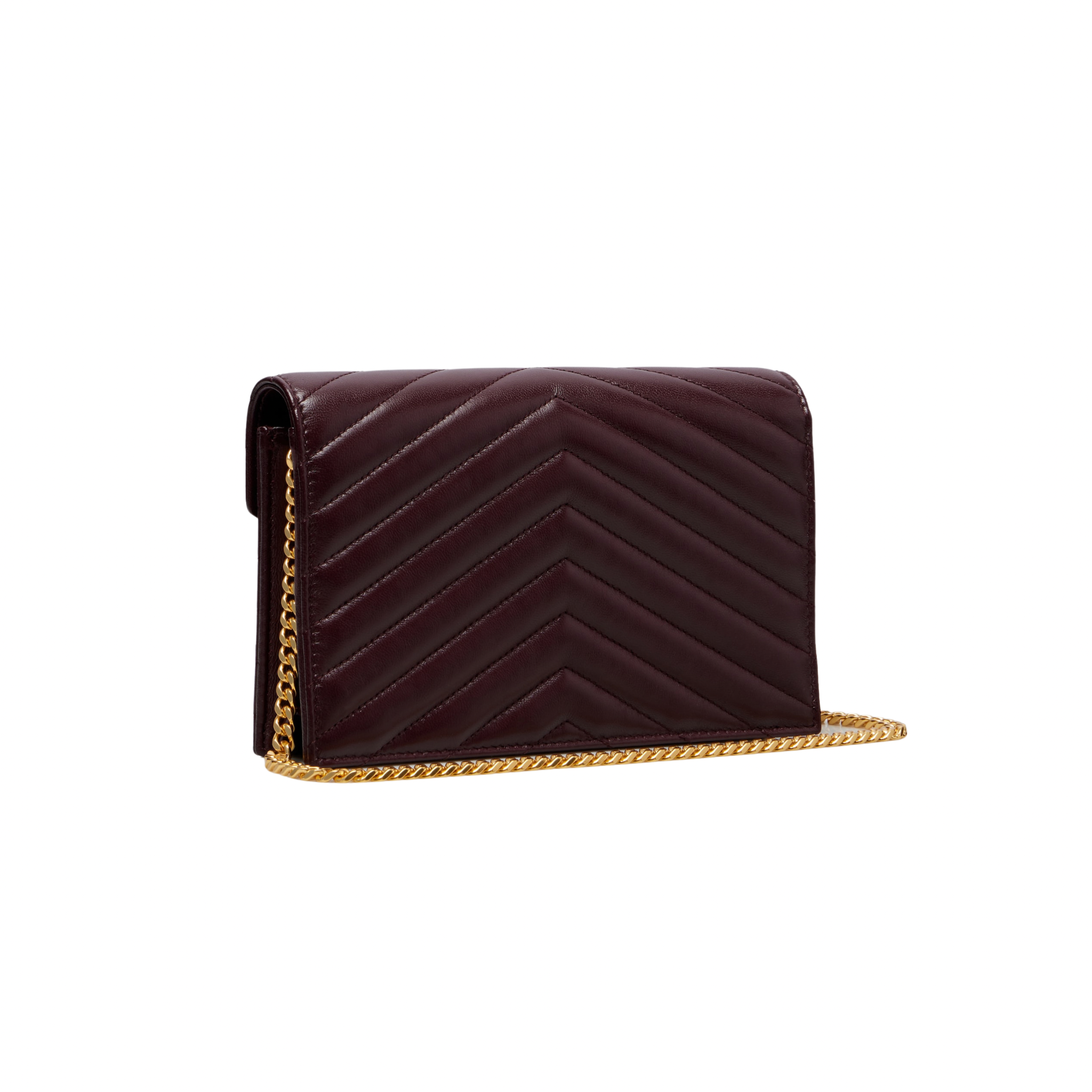 SAINT LAURENT CASSANDRA CHAIN BAG CROC EMBOSSED LEATHER BURGUNDY GHW