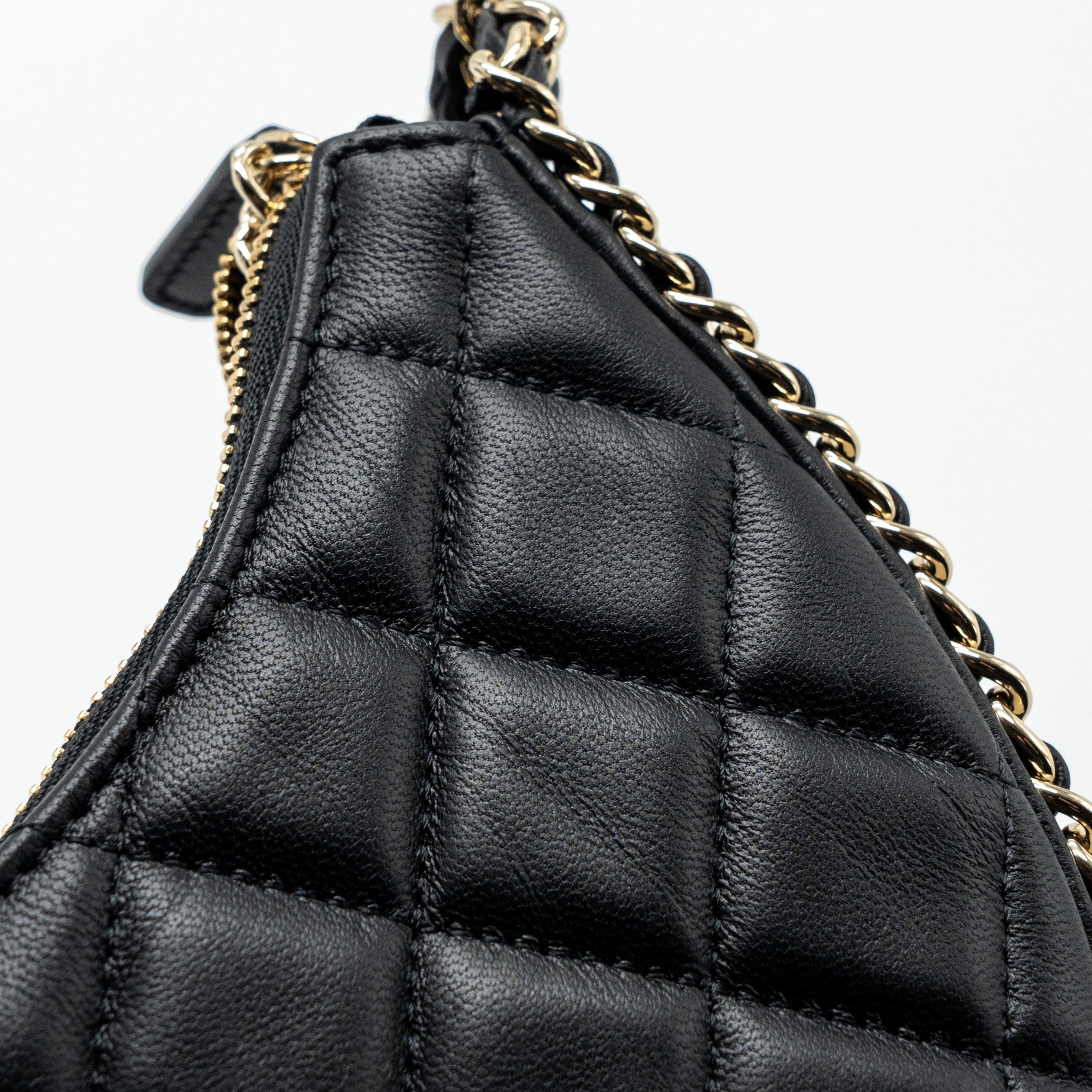 CHANEL SMALL MOON HOBO BAG LAMBSKIN BLACK LGHW (MICROCHIP)