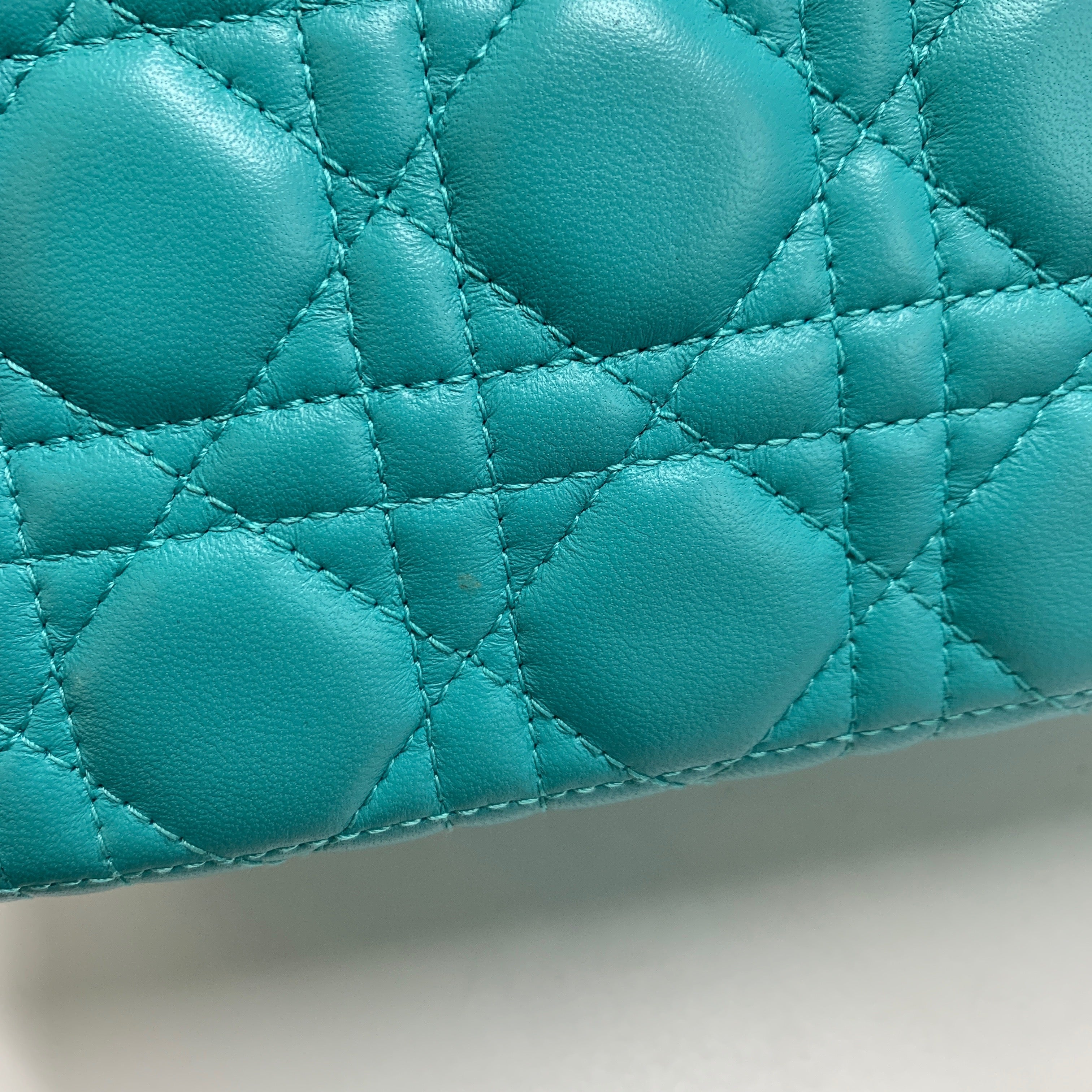 DIOR MEDIUM LADY DIOR LAMBSKIN BLUE SHW