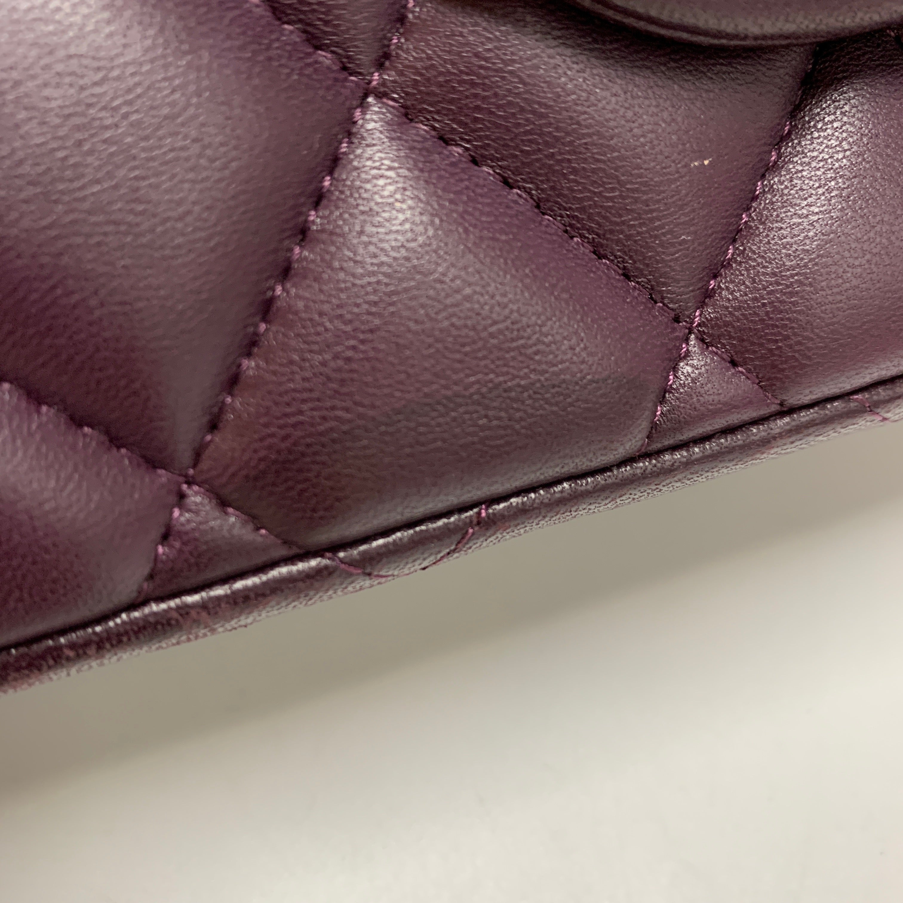 CHANEL MAXI DOUBLE FLAP BAG LAMBSKIN BURGUNDY SHW