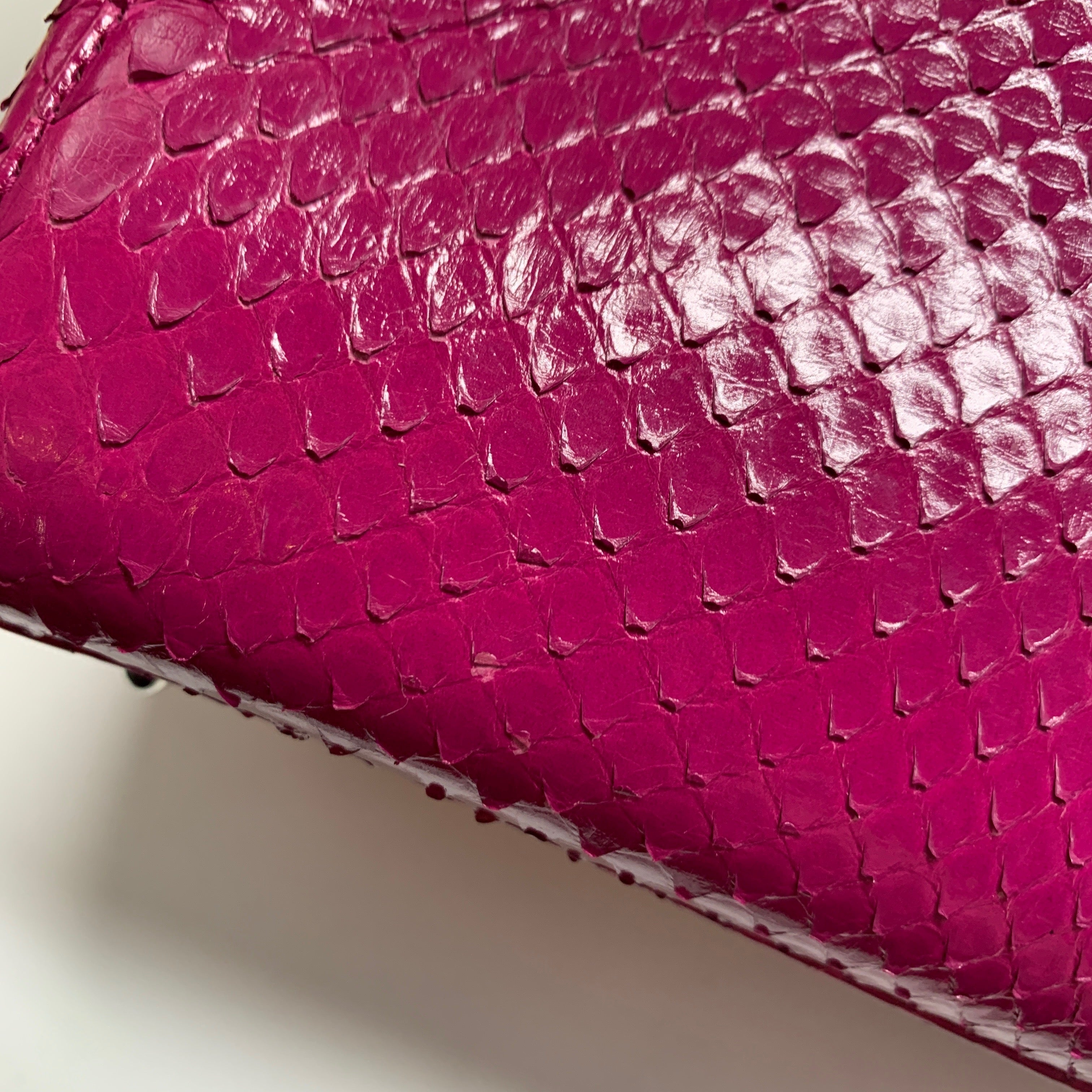 DIOR PYTHON MEDIUM LADY DIOR BAG PLUM PINK SHW