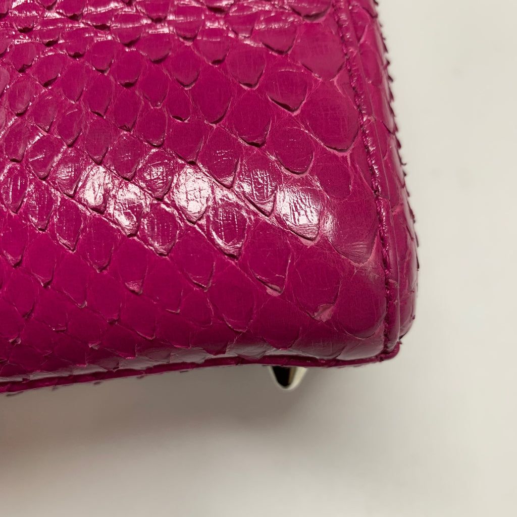 DIOR PYTHON MEDIUM LADY DIOR BAG PLUM PINK SHW