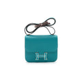 HERMÈS MINI CONSTANCE 18 7F BLUE PAON & 1K MENTHE WITH ENAMEL HARDWARE