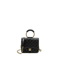CHANEL CIRCULAR HANDLE QUILTED FLAP BAG CAVIAR BLACK GHW