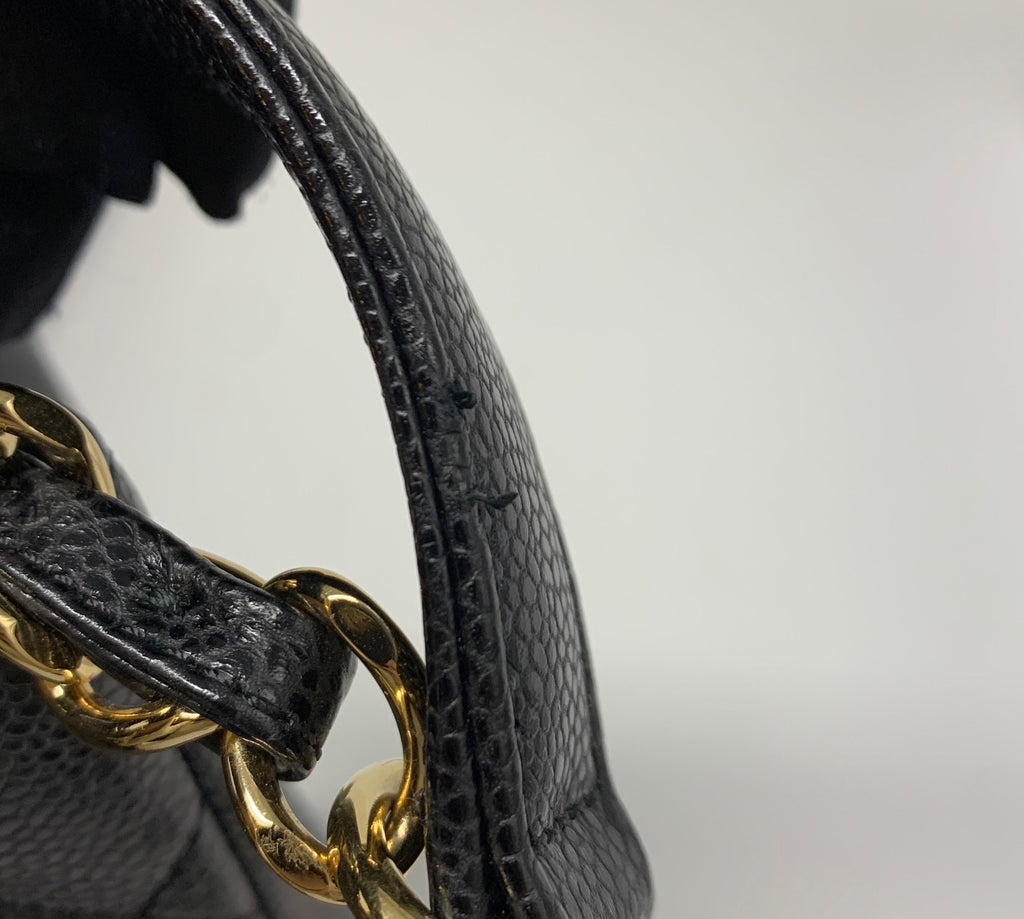 CHANEL GRANT SHOPPING TOTE BAG GST BLACK CAVIAR GHW