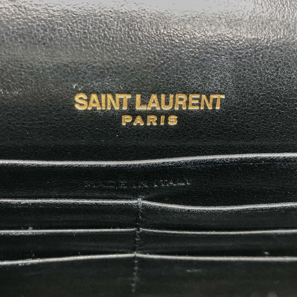 SAINT LAURENT /YSL KATE SMALL CHAIN WALLET WITH TASSEL BLACK GHW