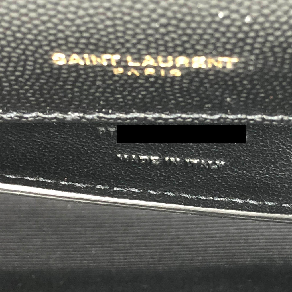 SAINT LAUREN KATE CLUTCH IN GRAIN DE POUDRE EMBOSSED LEATHER BLACK GHW