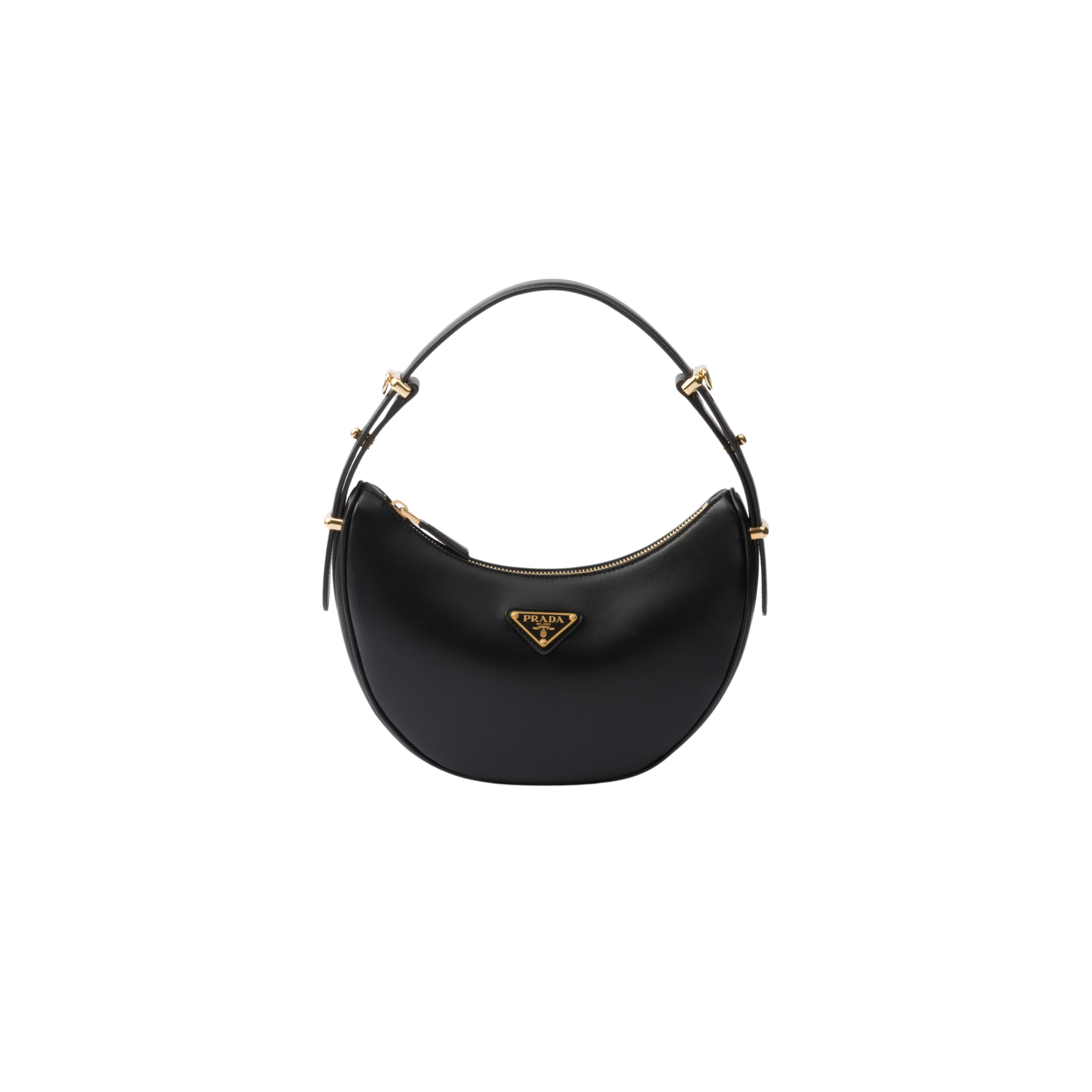 PRADA ARQUÉ SMALL SHOULDER BAG CALFSKIN BLACK GHW