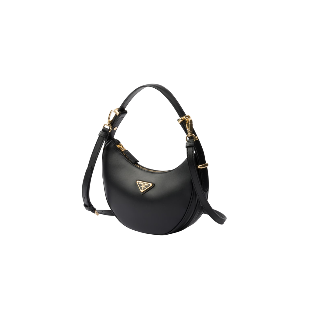 PRADA ARQUÉ SMALL SHOULDER BAG CALFSKIN BLACK GHW