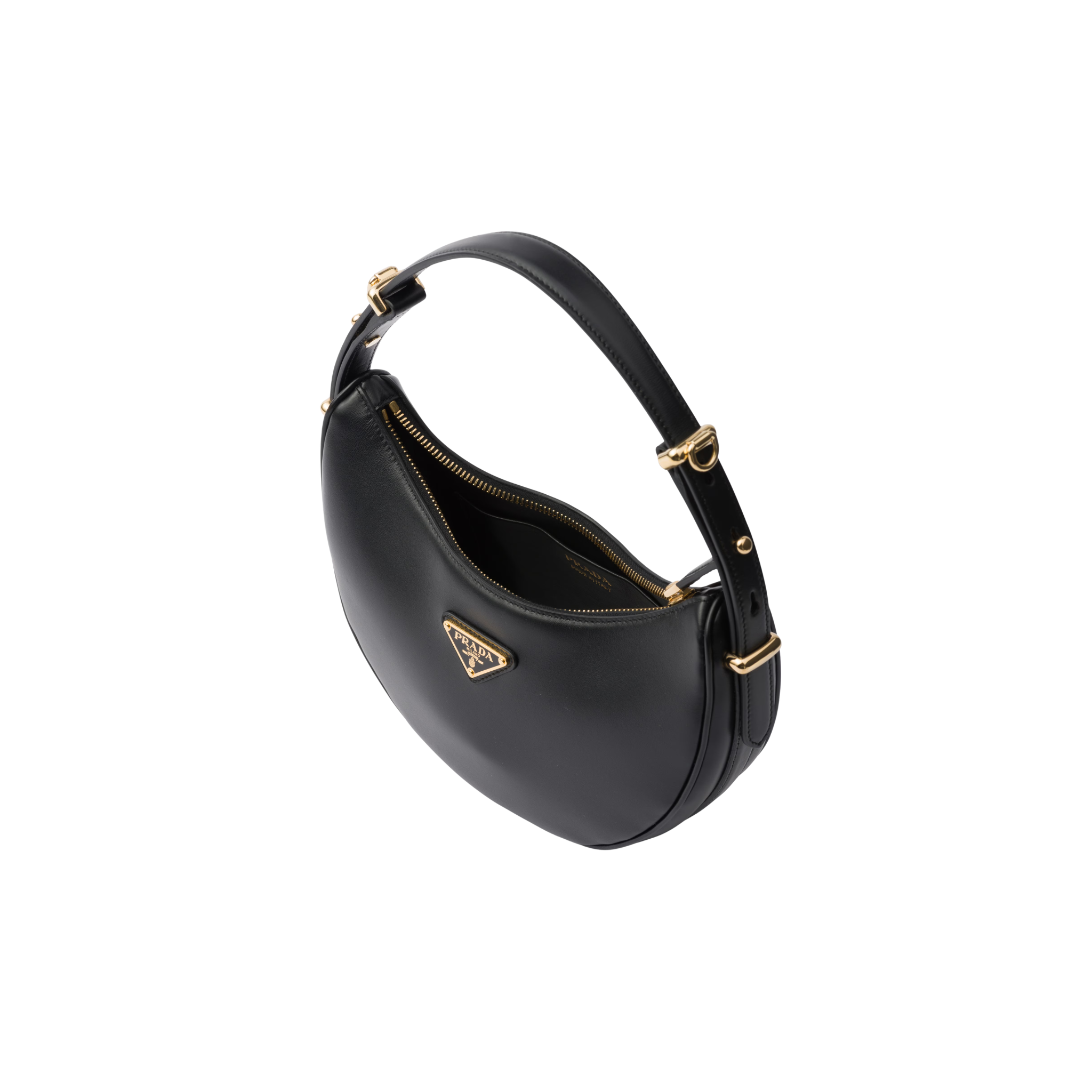 PRADA ARQUÉ SMALL SHOULDER BAG CALFSKIN BLACK GHW