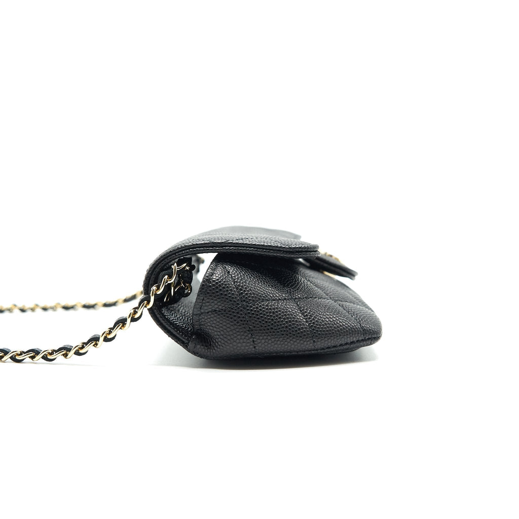 CHANEL GLASSES CASE WITH CHAIN CAVIAR BLACK LGHW