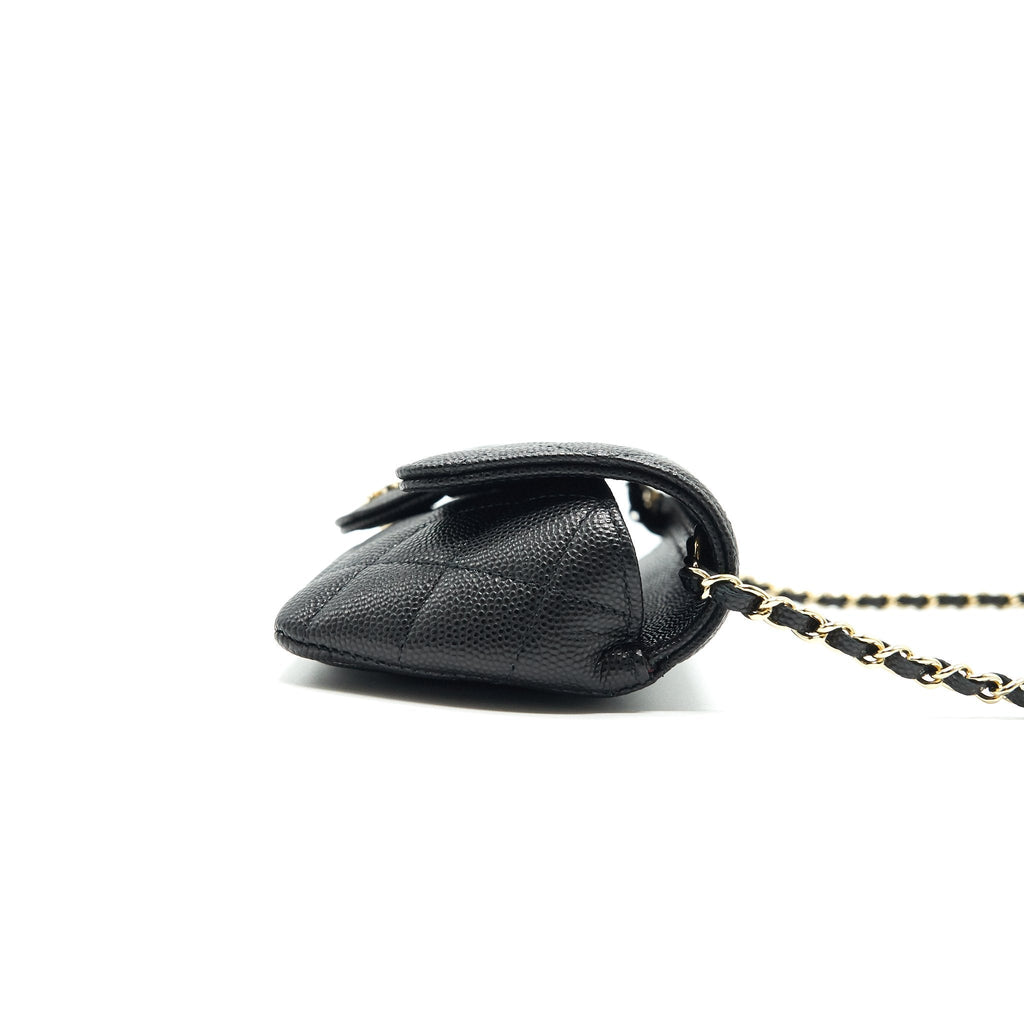 CHANEL GLASSES CASE WITH CHAIN CAVIAR BLACK LGHW