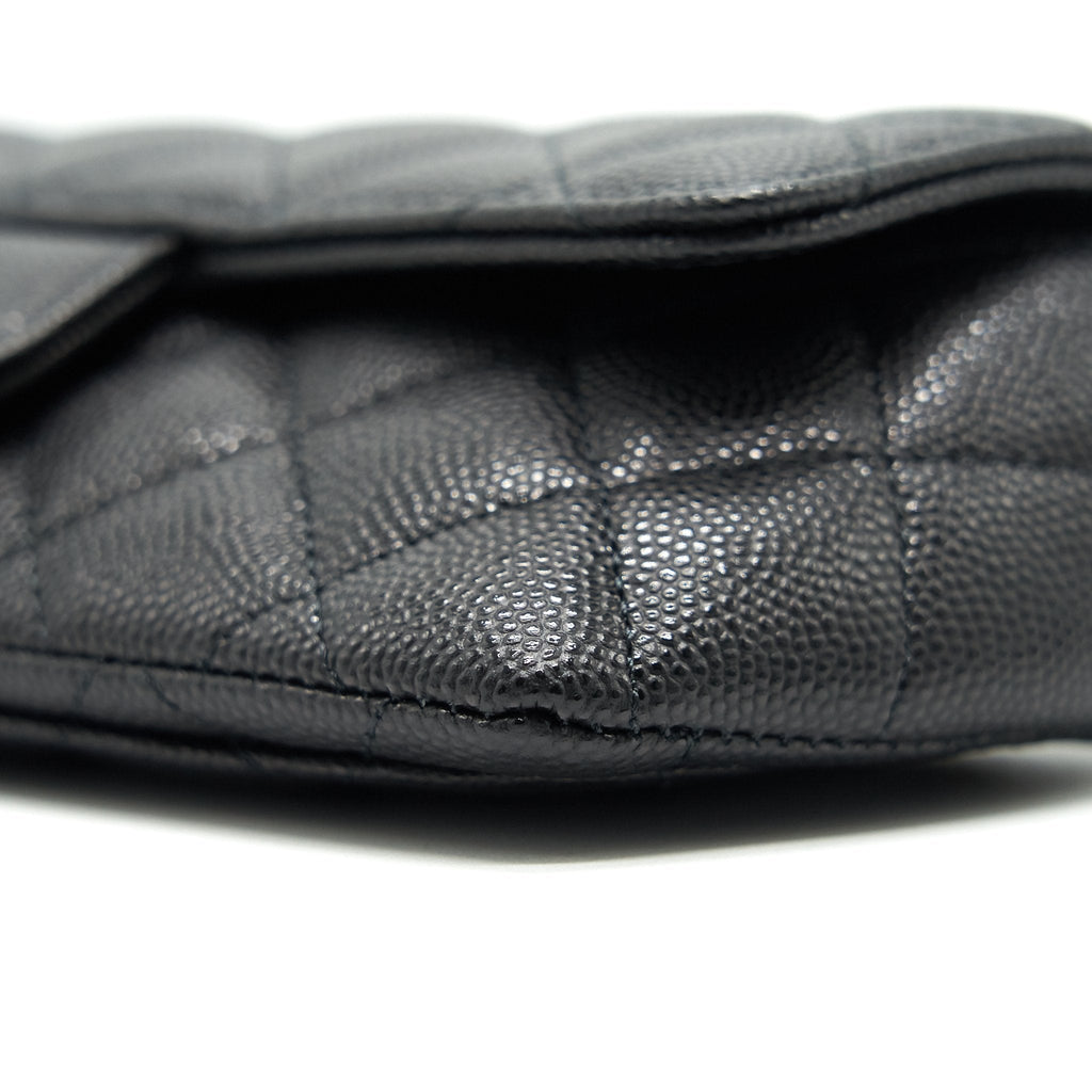 CHANEL GLASSES CASE WITH CHAIN CAVIAR BLACK LGHW