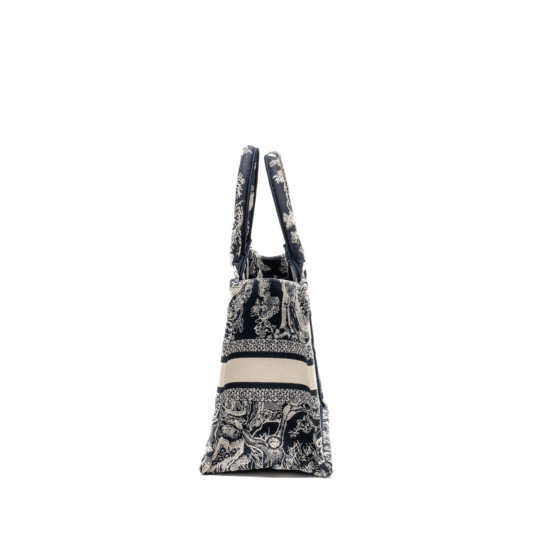 DIOR SMALL BOOK TOTE BLUE/WHITE TOILE DE JOUY REVERSE EMBROIDERY