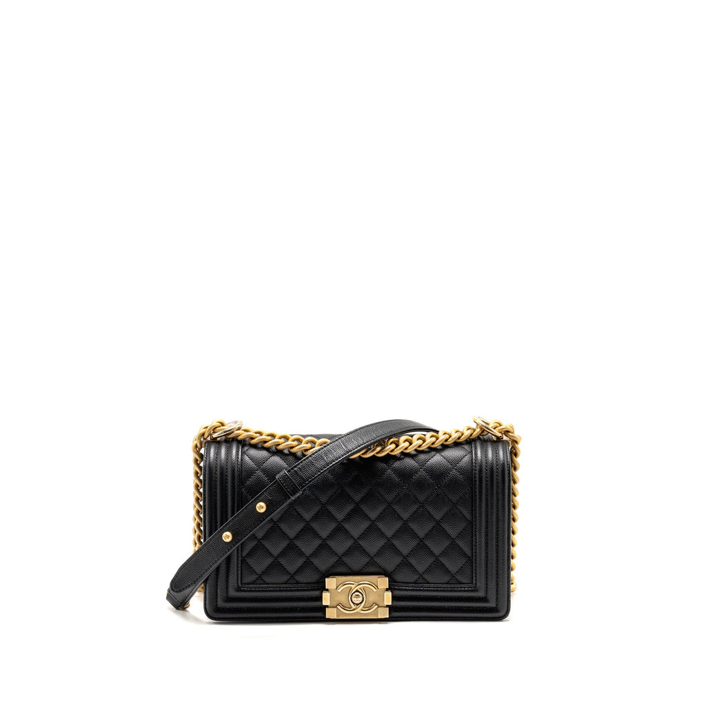 CHANEL MEDIUM BOY BAG CAVIAR BLACK GHW