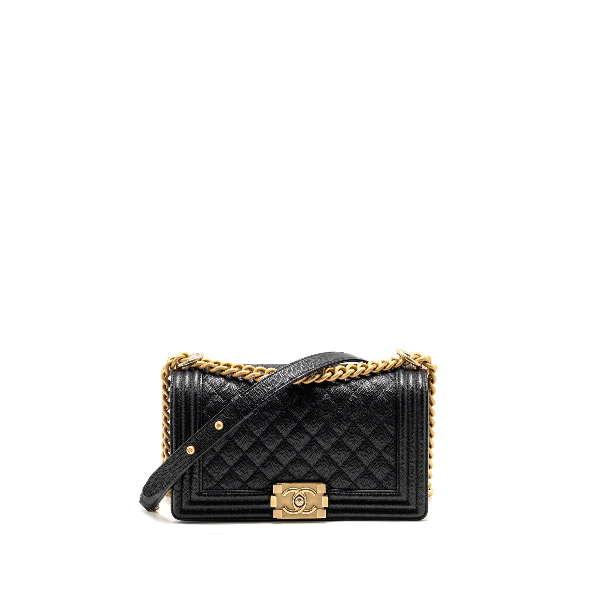 CHANEL MEDIUM BOY BAG CAVIAR BLACK GHW