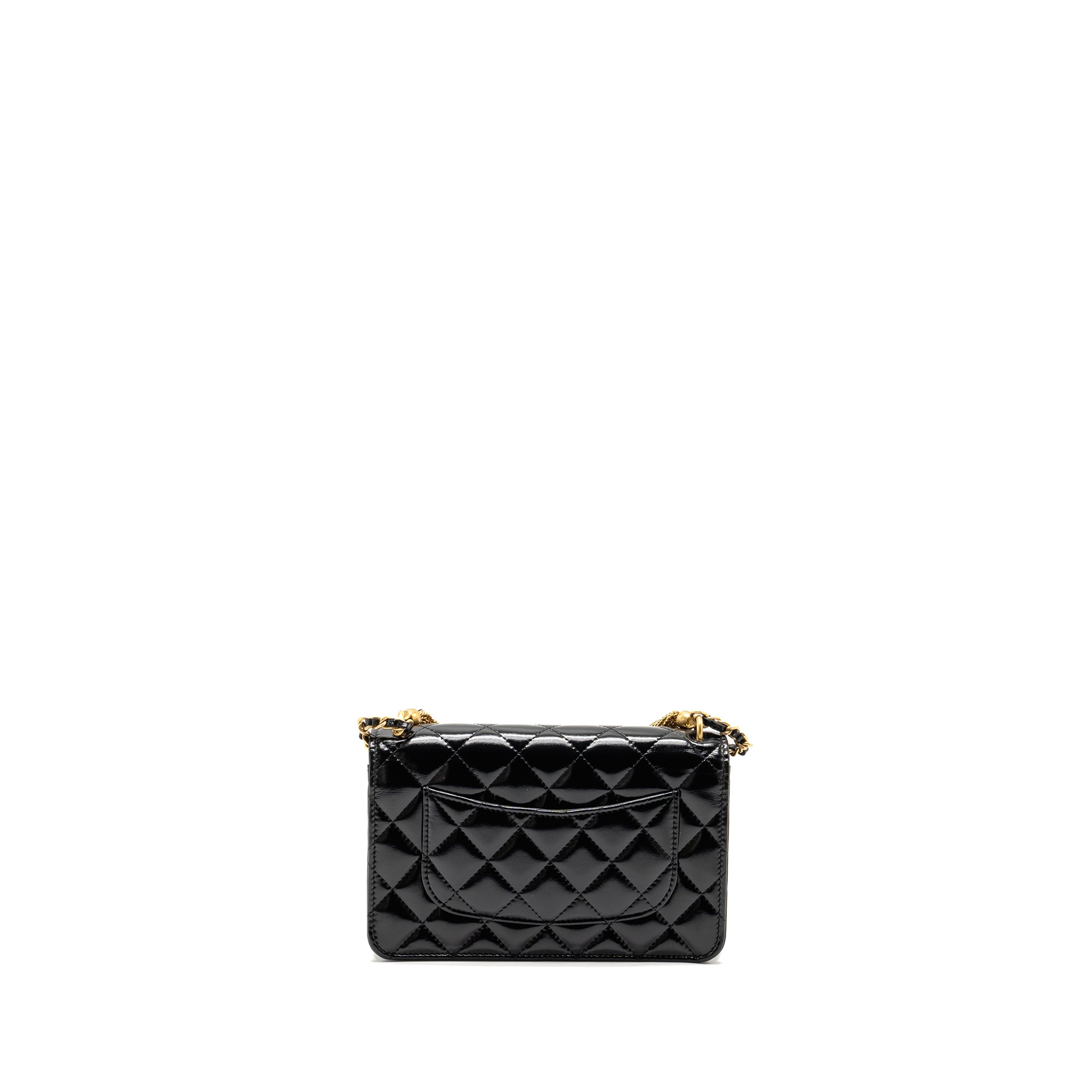 CHANEL 24A WALLET ON CHAIN SHINY CALFSKIN BLACK GHW (MICROCHIP)