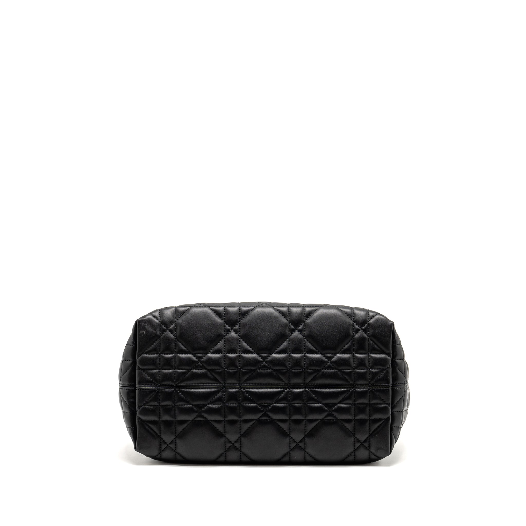 DIOR MEDIUM DIOR TOUJOURS TOTE BAG MACROCANNAGE CALFSKIN BLACK LGHW
