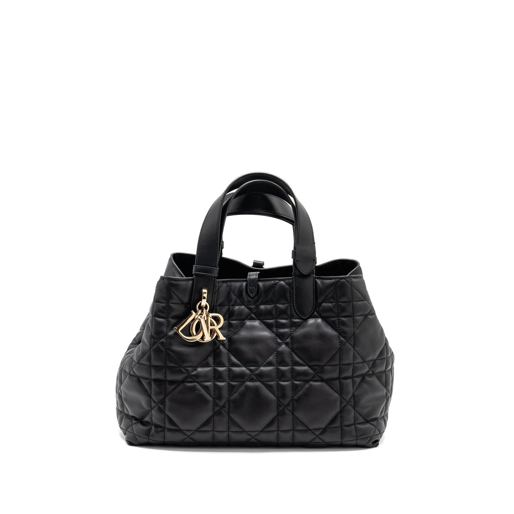 DIOR MEDIUM DIOR TOUJOURS TOTE BAG MACROCANNAGE CALFSKIN BLACK LGHW
