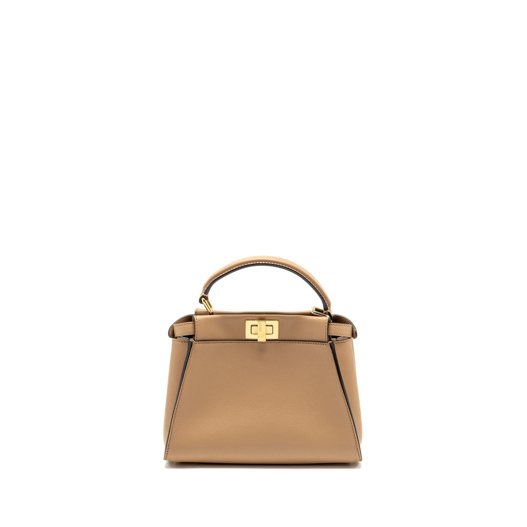 FENDI MINI PEEKABOO CALFSKIN BEIGE GHW